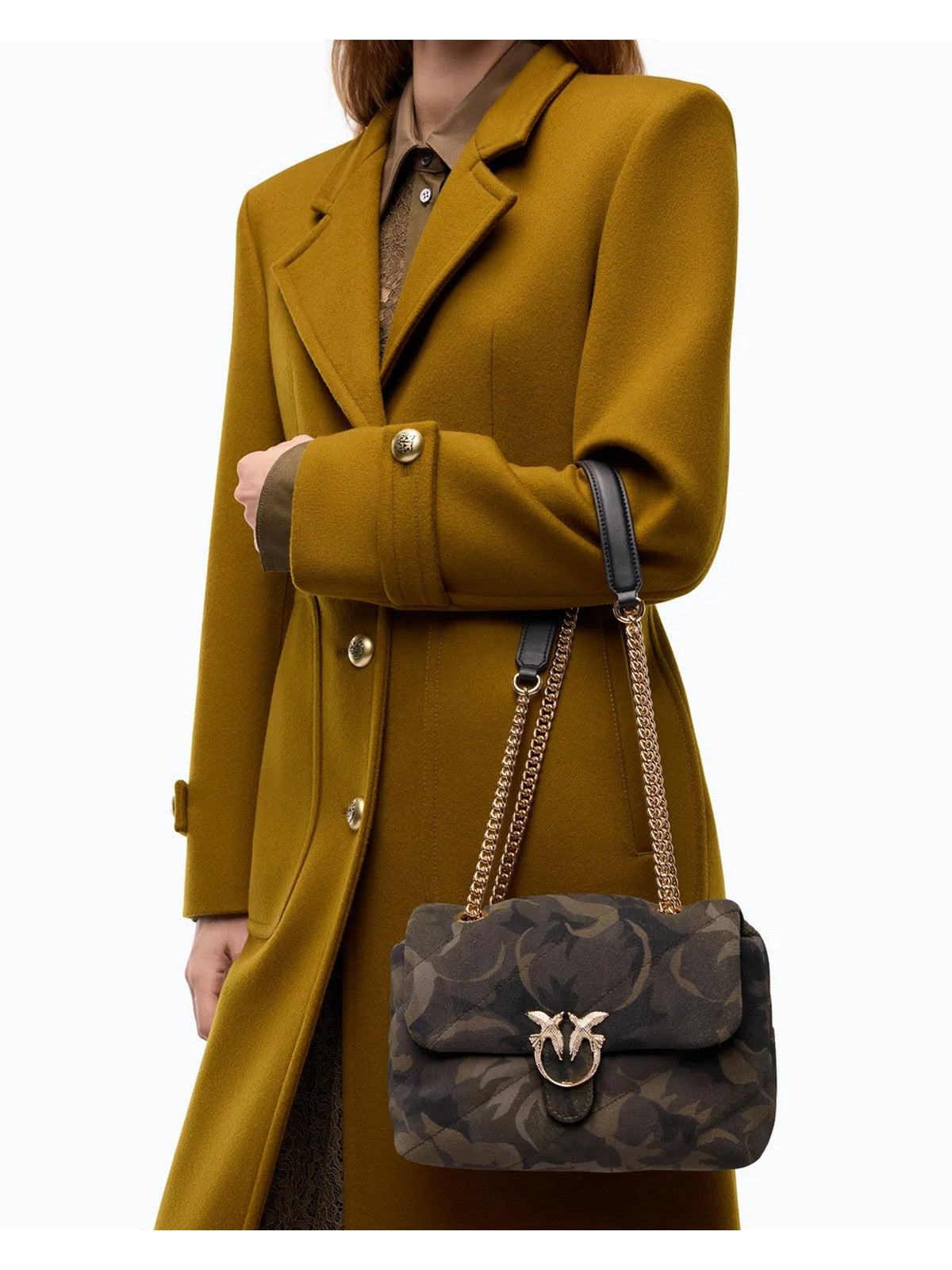 PINKO Borsa Donna LOVE PUFF MINI CL SUEDE PRINT MULT.MILITAR GREEN-GOLD - 100039-A3LR ST3Y