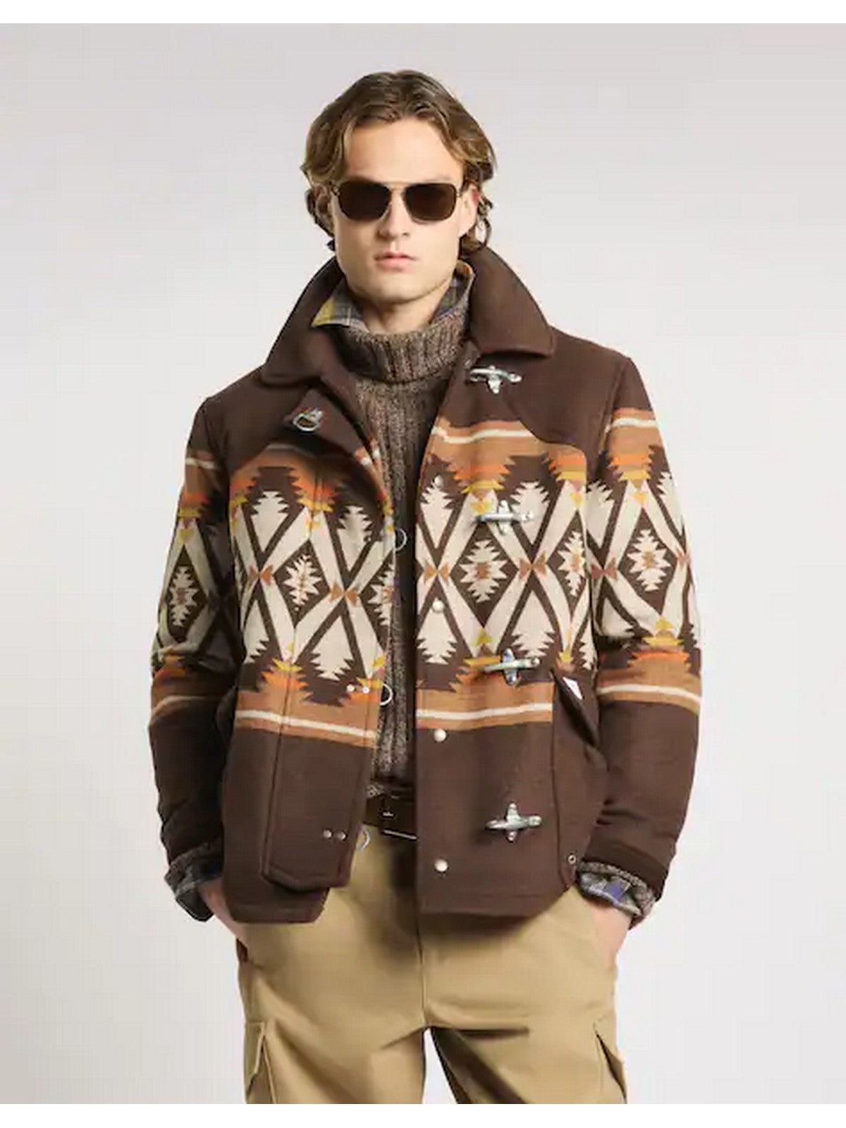 FAY Giubbino Uomo 4 GANCI JACQUARD DESERTCODE ARCHIVE S800(T.MORO)+S810(TAB. SC )+S805(BRUNO)+S604(NOCE) - MAM13531580YTI009M