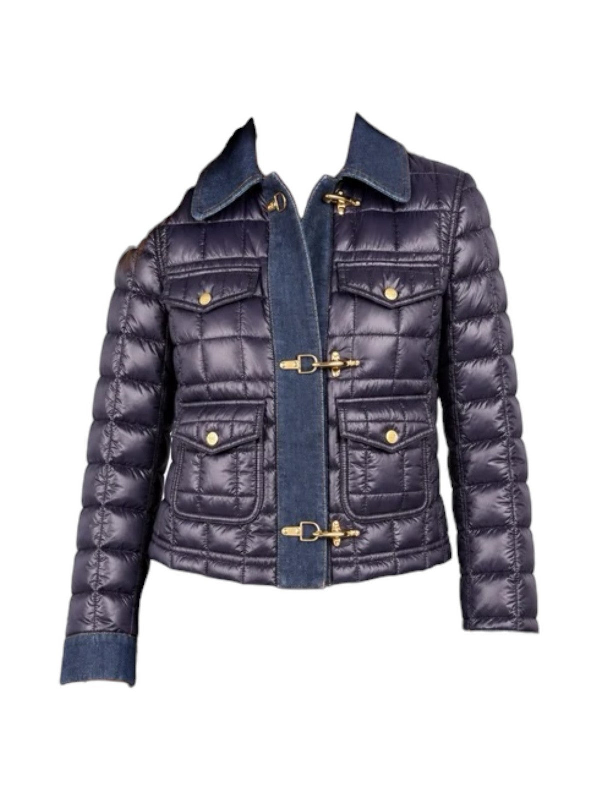 FAY Giubbino Donna GIUBB TRAP.3 GANCI+DENIM BLU PETROLIO - NAW44533450XOSU809