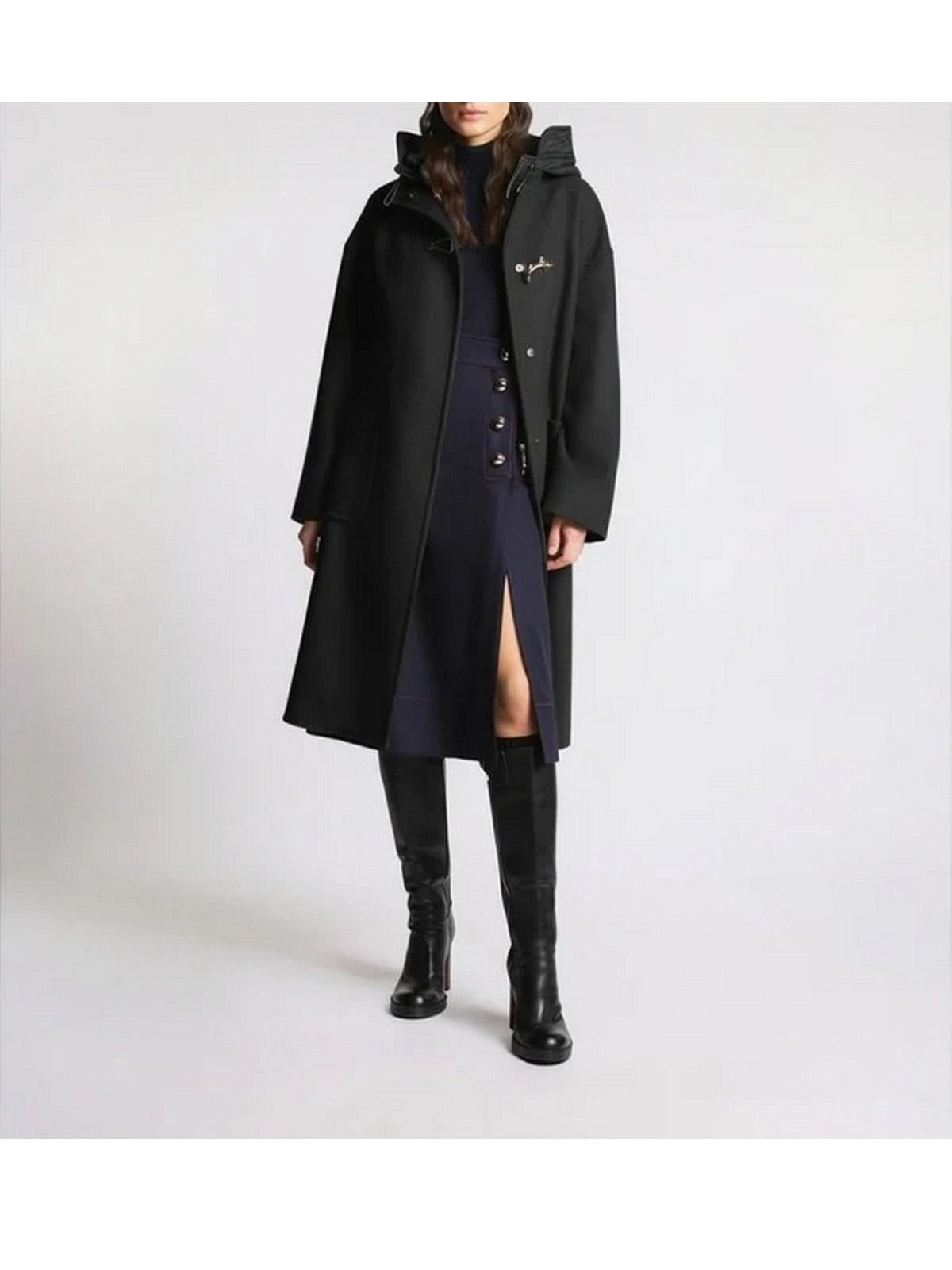 FAY Cappotto Donna TOGGLE COAT VESTAGLIA DB FRONT STAC NERO - NAW59533530YMVB999