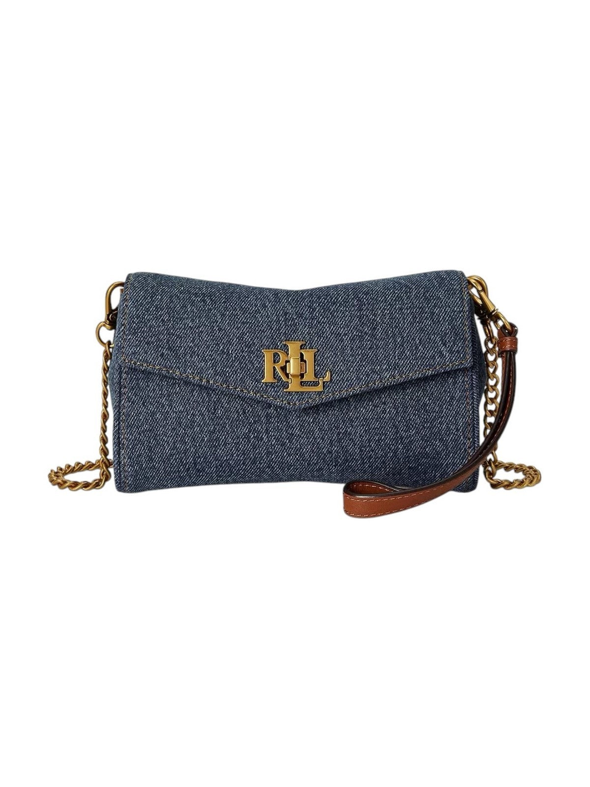 LAUREN RALPH LAUREN Portafoglio Donna TRN WRST CRS-WALLET ON A CHAIN-LARGE OXFORD BLUE/LAUREN TAN - 432P15657 001