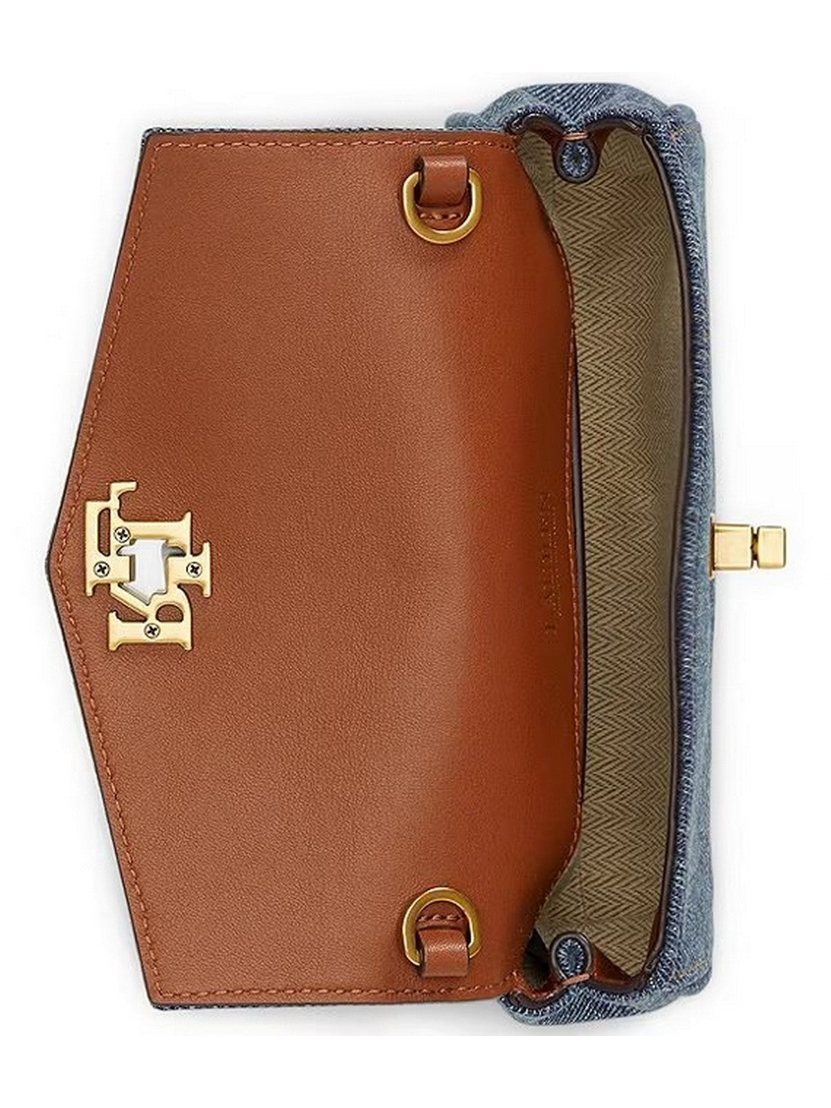 LAUREN RALPH LAUREN Portafoglio Donna TRN WRST CRS-WALLET ON A CHAIN-LARGE OXFORD BLUE/LAUREN TAN - 432P15657 001
