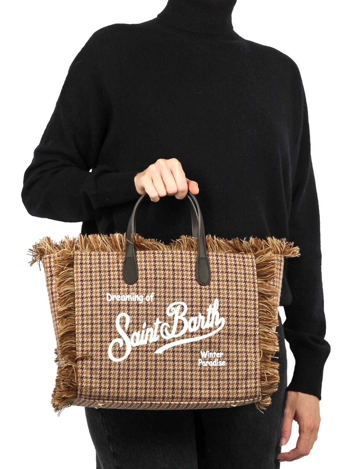 MC2 SAINT BARTH Borsa Donna PIED DE POULE SOFT 45 EMB - COLETTE WOOL N 02373M