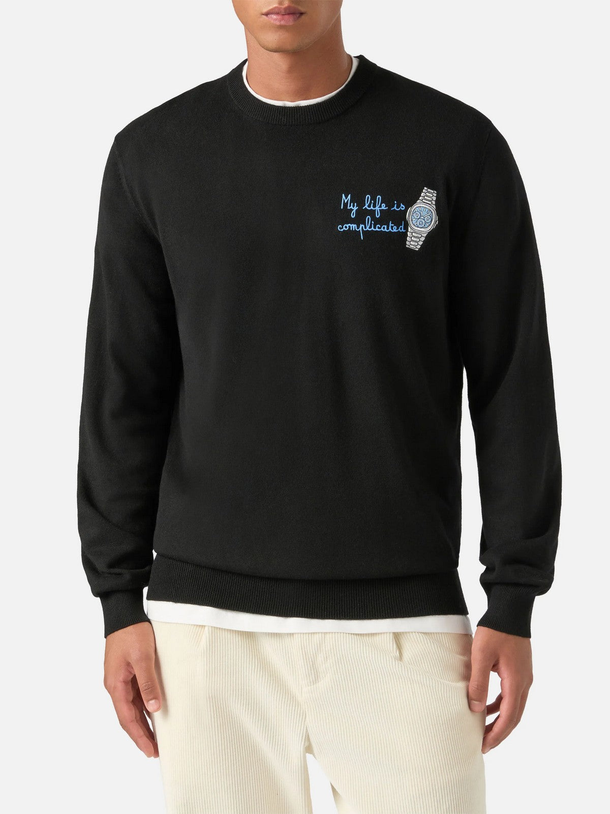 MC2 SAINT BARTH Maglione Uomo LIFE COMPLICATED 00 - HERON LIGHT EMBRY 00543M