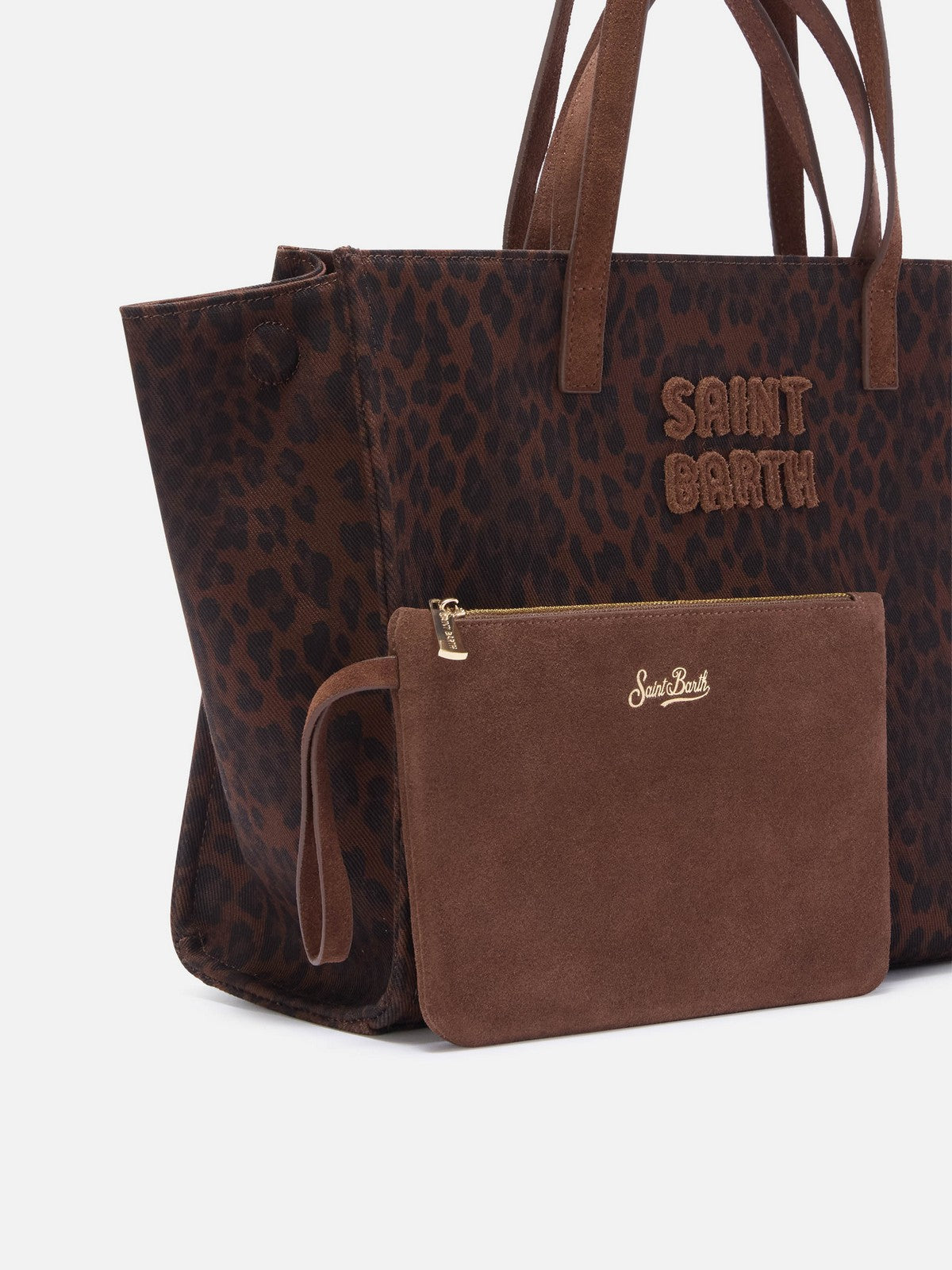 MC2 SAINT BARTH Borsa Donna SUEDE DENIM DARK LEOPARD 18 - JOUR BAG MIDI 00814M