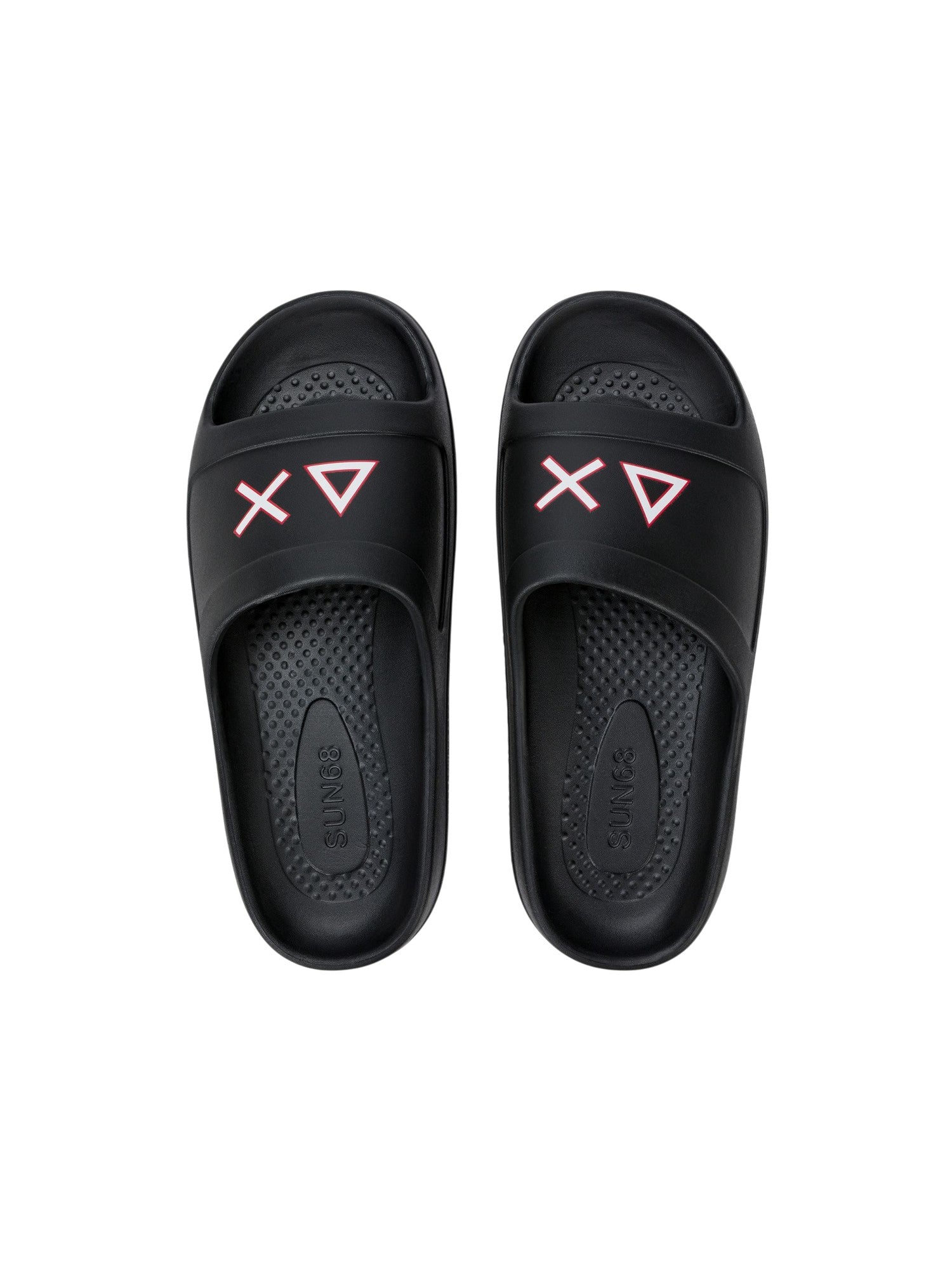Sun68 Ciabatte Uomo Slippers Monoblock Print Logo Nero/Rosso - X36114-1110 gioboutiqueweb