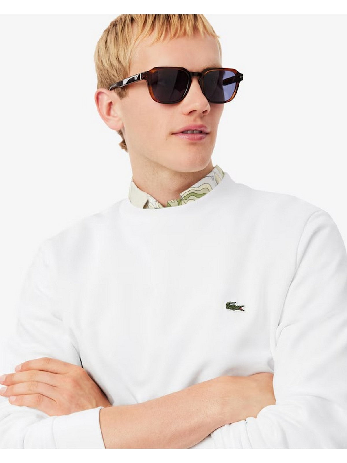 LACOSTE Felpa Uomo SH9801 001 Bianco gioboutiqueweb