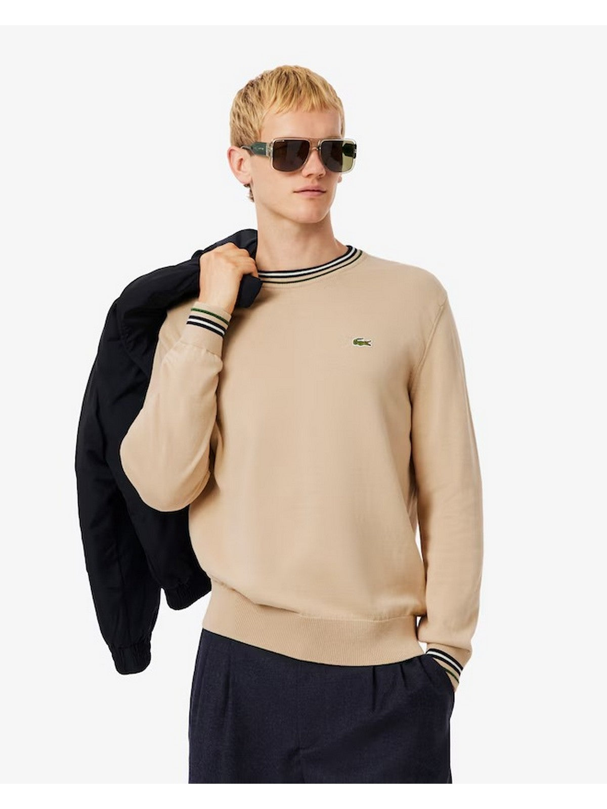 LACOSTE Maglione Uomo AH5158 DV0 BEIGE/BLU NAVY