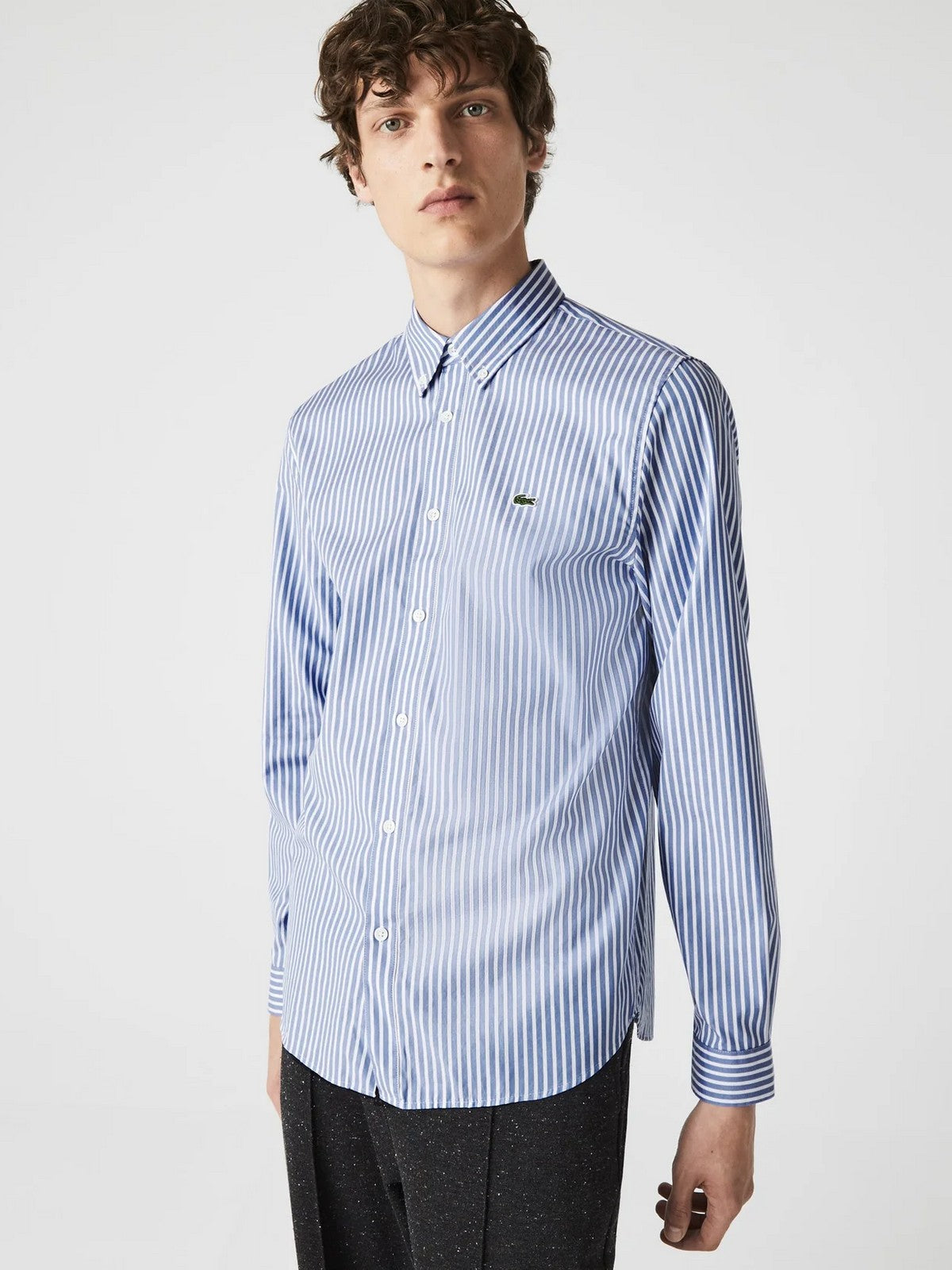 LACOSTE Camicia Uomo CH2936 F6Z BIANCO/AZZURO
