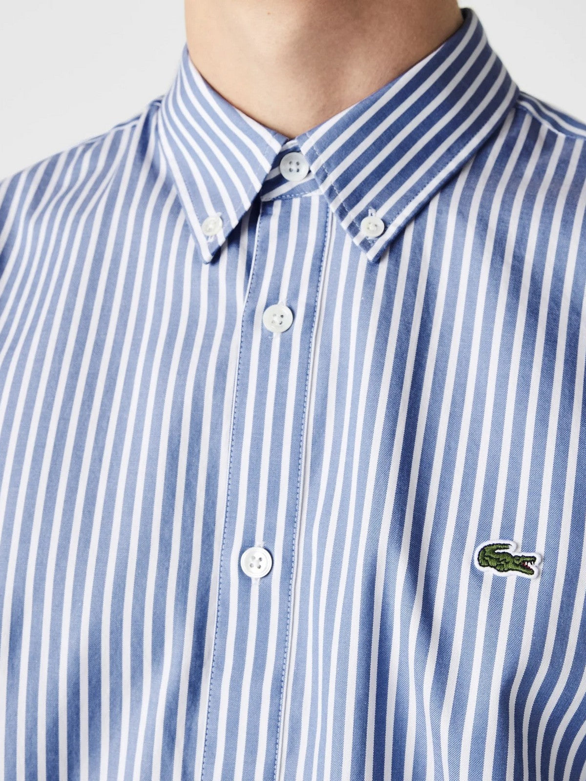 LACOSTE Camicia Uomo CH2936 F6Z BIANCO/AZZURO