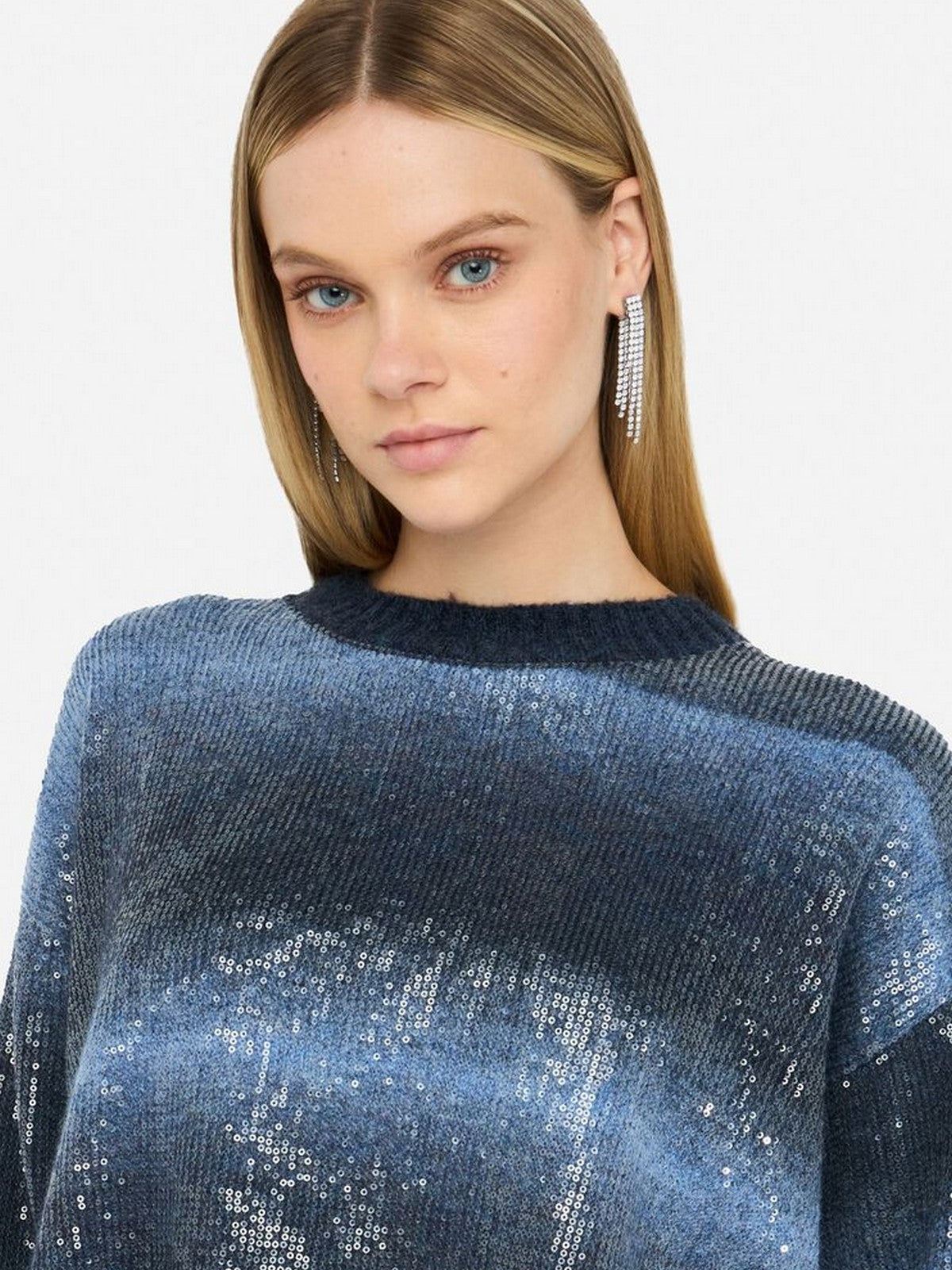 LIU JO WHITE Maglione Donna  MF5380MA14R S9473 Blue shaded