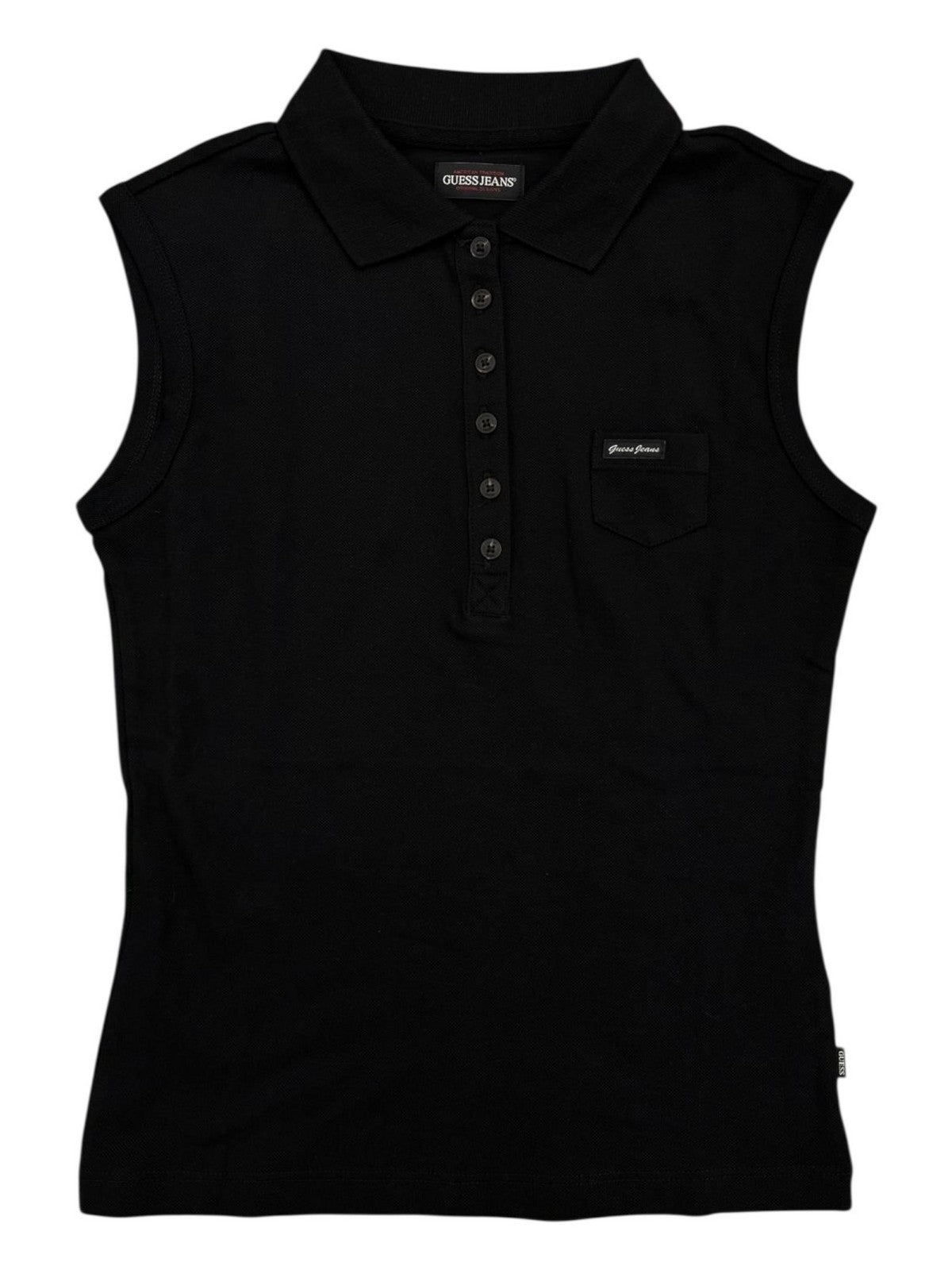 GUESS T-shirt Donna GJ SLEEVELESS COLLAR SLIM PKT W5GP24 KCYR1 JBLK Jet Black A996