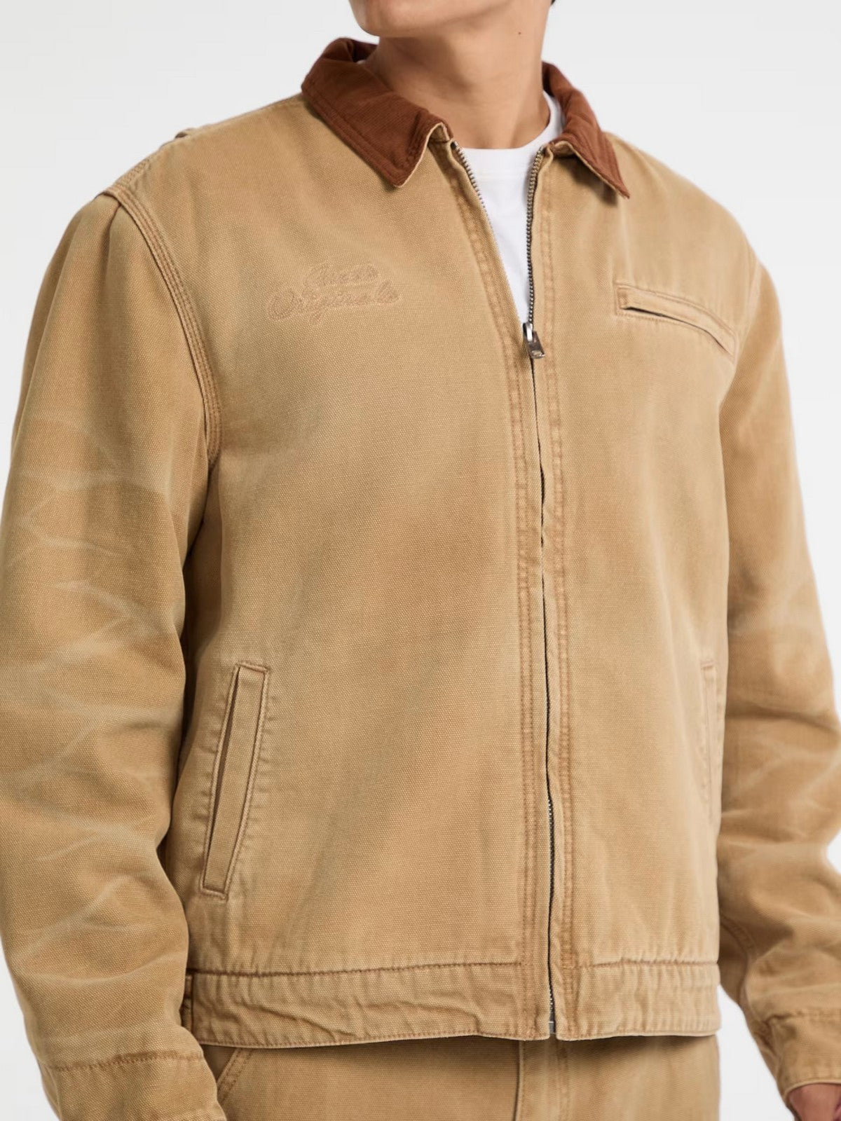 GUESS Giubbino Uomo GO WORK DETAIL JACKET M5BN61 WG163 G1K9 HERB TAN