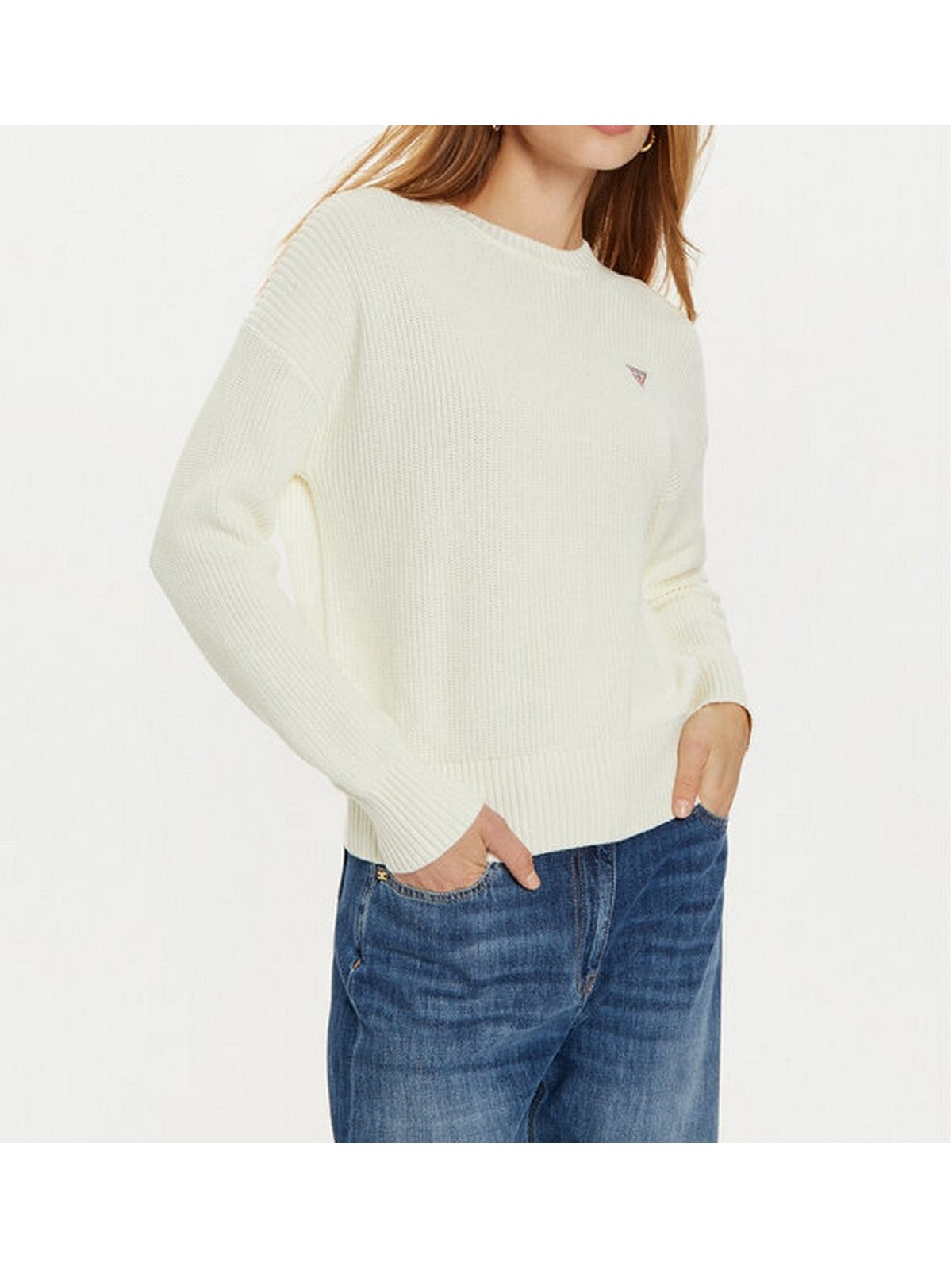GUESS Maglione Donna GJ LS CN MINI TRIANGLE SWTR W4BR08 Z3HM1 G293 WARM WHITE