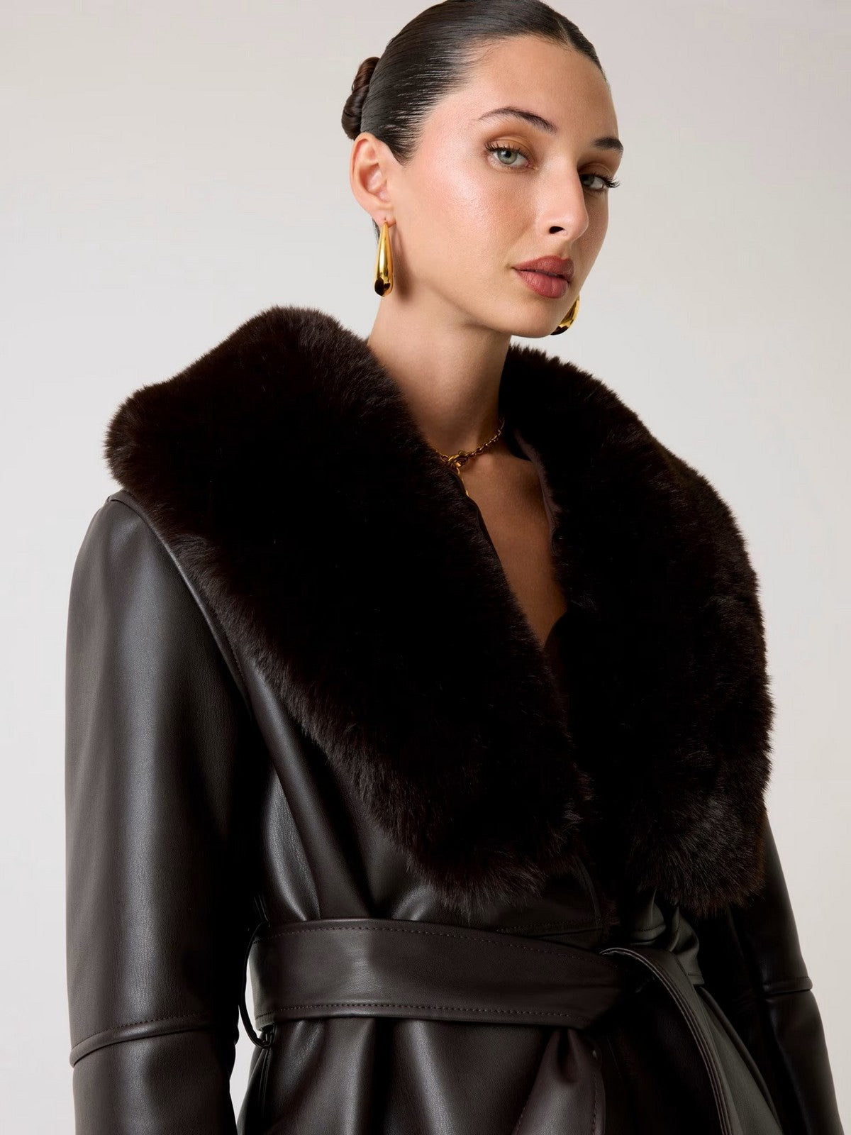 MARCIANO Cappotto Donna ZOEY FAUX LEATHER COAT 5BGL42 7387A G1DL CHOCOLATE BROWNIE