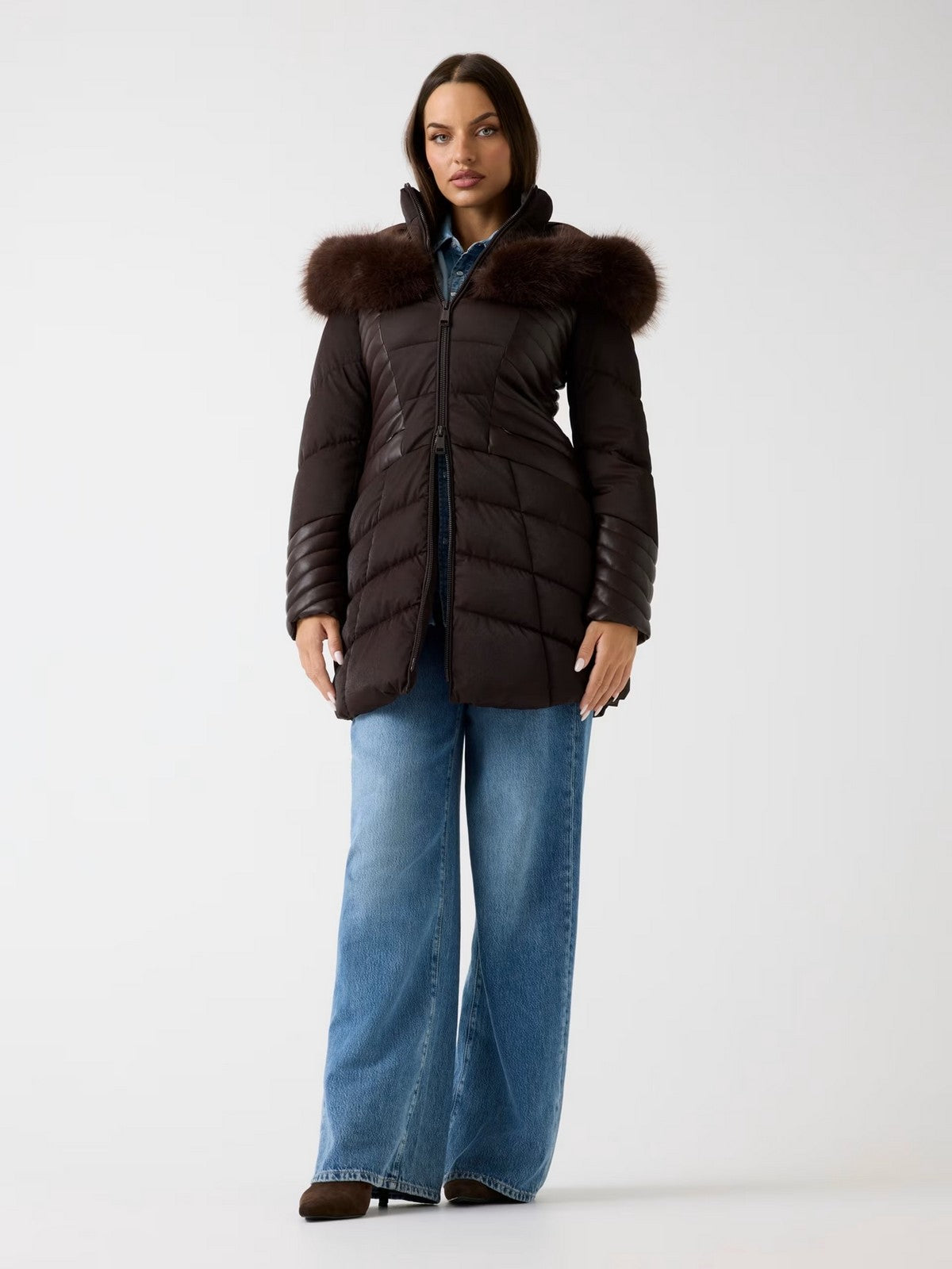 GUESS Piumino Donna NEW OXANA JACKET W4BL61 WGLZ0 G1EB REGAL BROWN