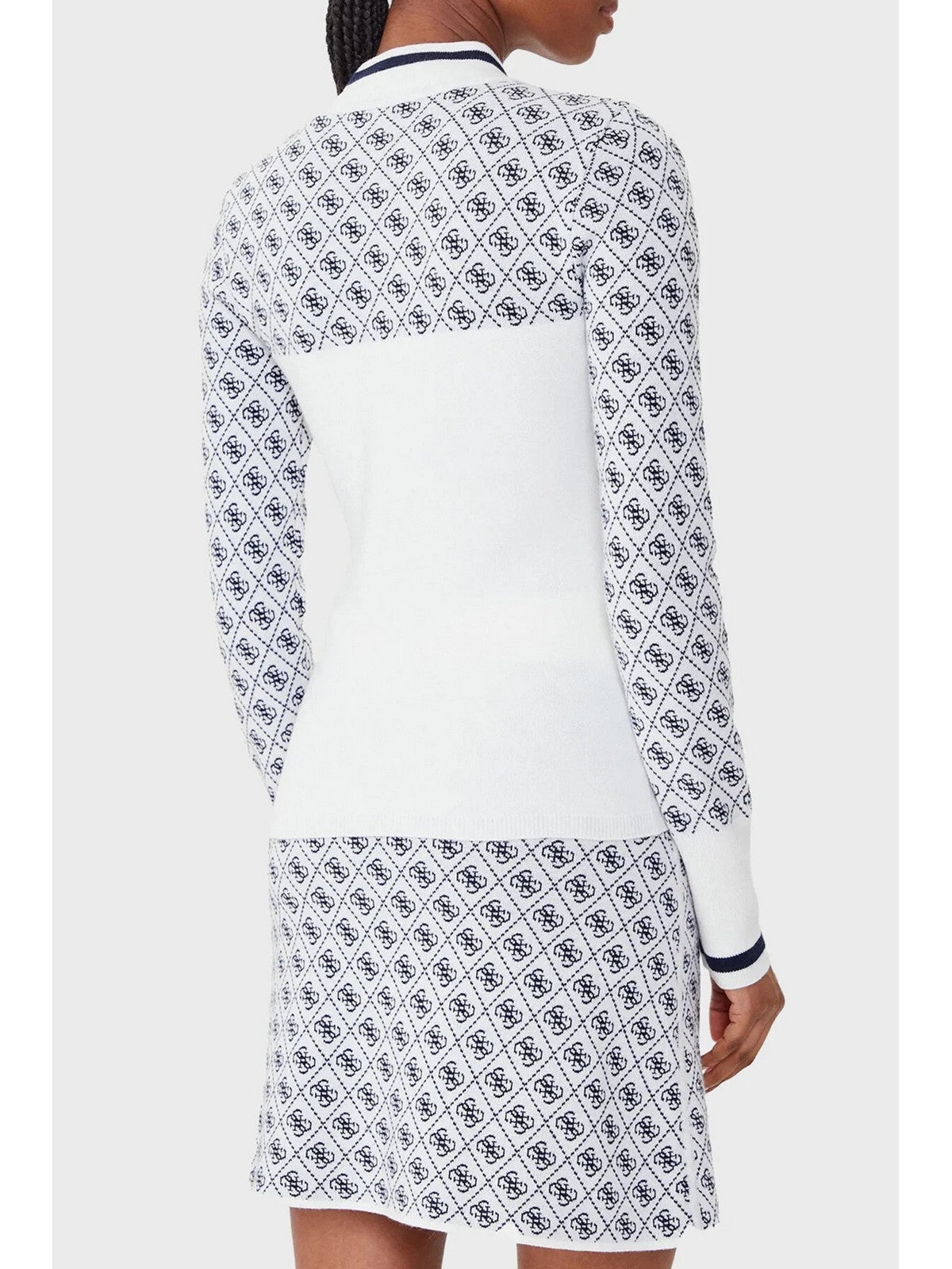 GUESS Maglione Donna LS MOCK NECK AUBREY 4G SWTR W5BR24 Z3JD2 F0YU 4G CREAM AND BLUE