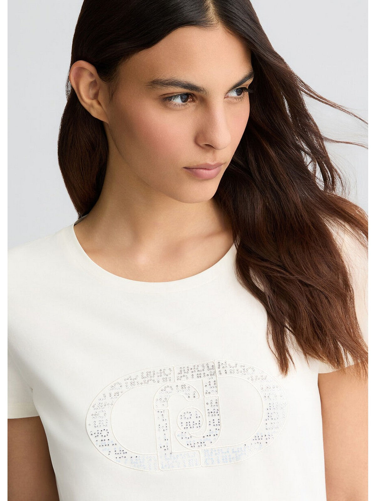 LIU JO SPORT T-shirt Donna  TA5173JS003 M9294 White milk/monogram gioboutiqueweb
