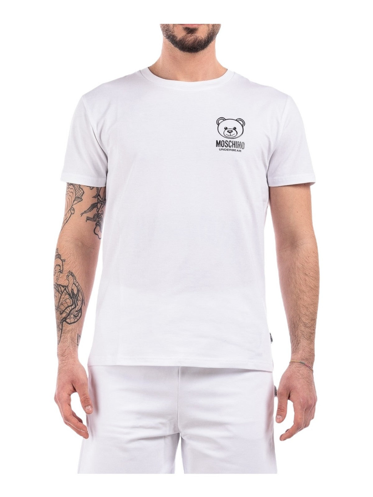 T-shirt de sous-vêtements Moschino et poteau masculin 241V1A0703 4406 1 blanc