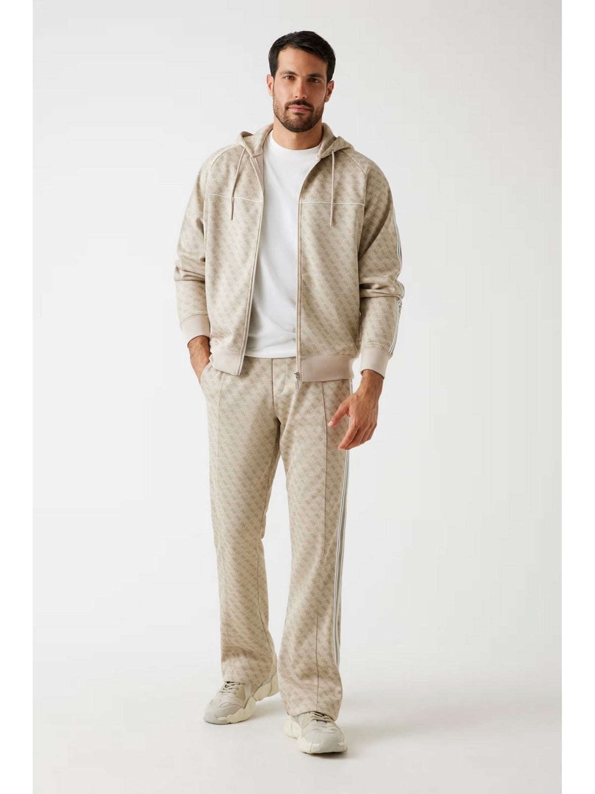 GUESS SPORT Felpa Uomo PARIMO 4G FULL ZIP SWEATSHIRT Z5BQ13 K2042 FJ9O 4G JACQUARD LIGHT MI