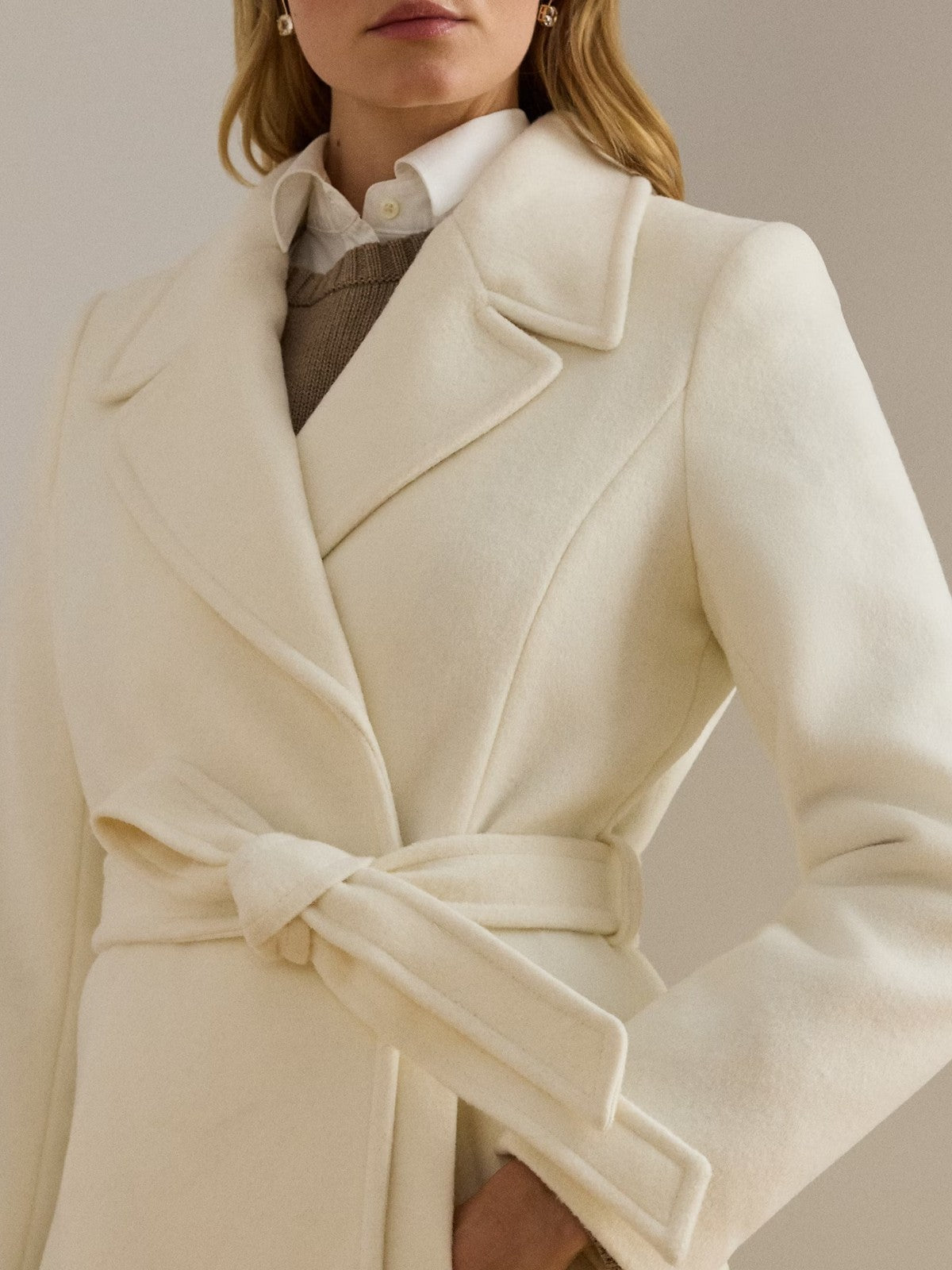 LAUREN RALPH LAUREN Cappotto Donna "WOOL WRP 42""-LINED-COAT" 297962169 006 MODA CREAM