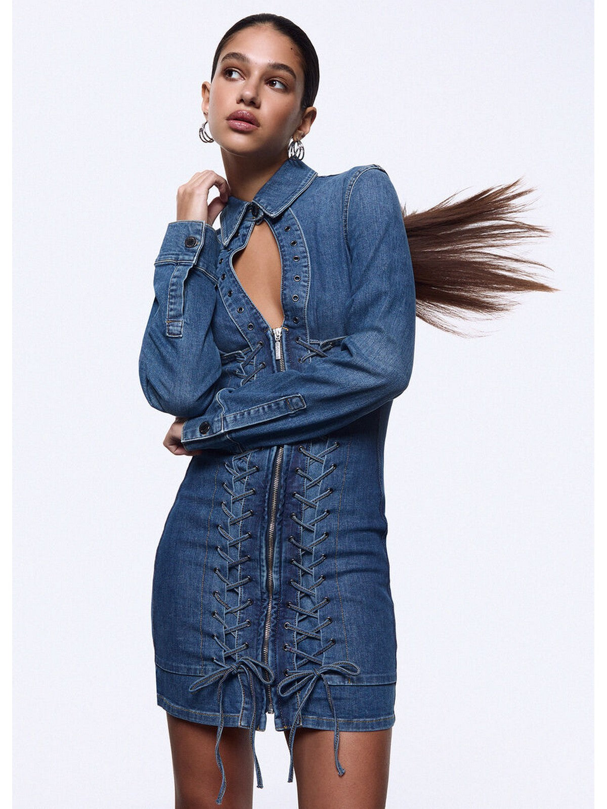 LIU JO feat. ELODIE Abito Donna  UA6508D0399 79157 Den.md.Blue intrecci gioboutiqueweb