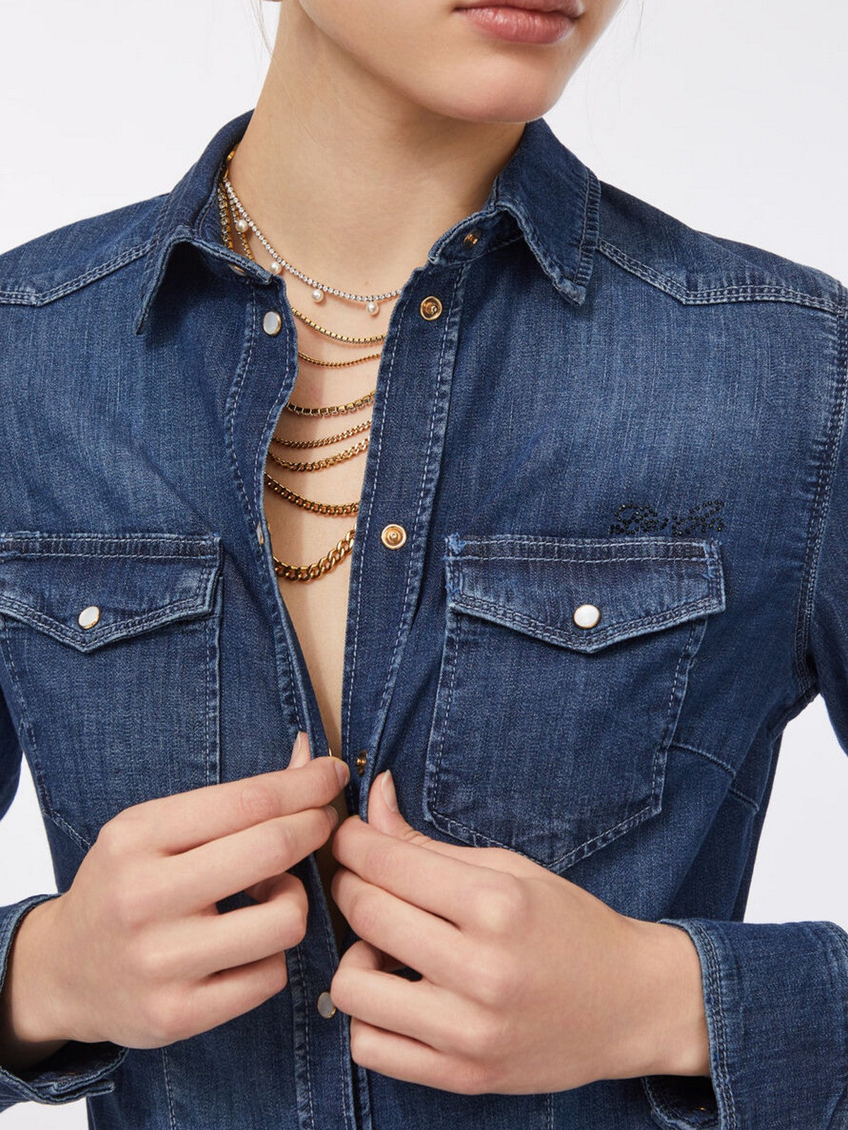 LIU JO BLUE DENIM Camicia Donna  UXX046D4051 77917 DEN.BLUE SING WASH