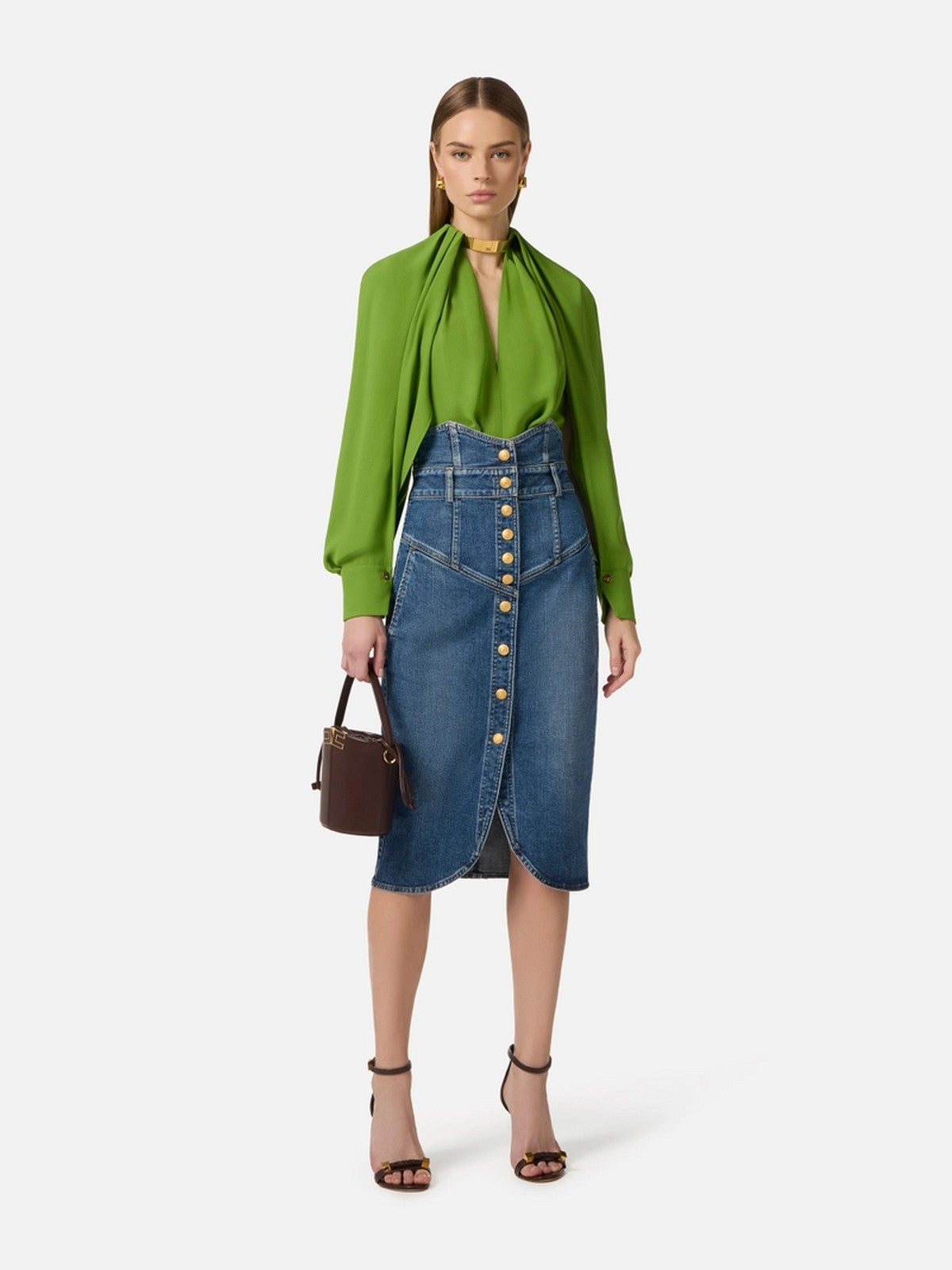 ELISABETTA FRANCHI Gonna Donna  GJ41I61E2 139 BLUE VINTAGE