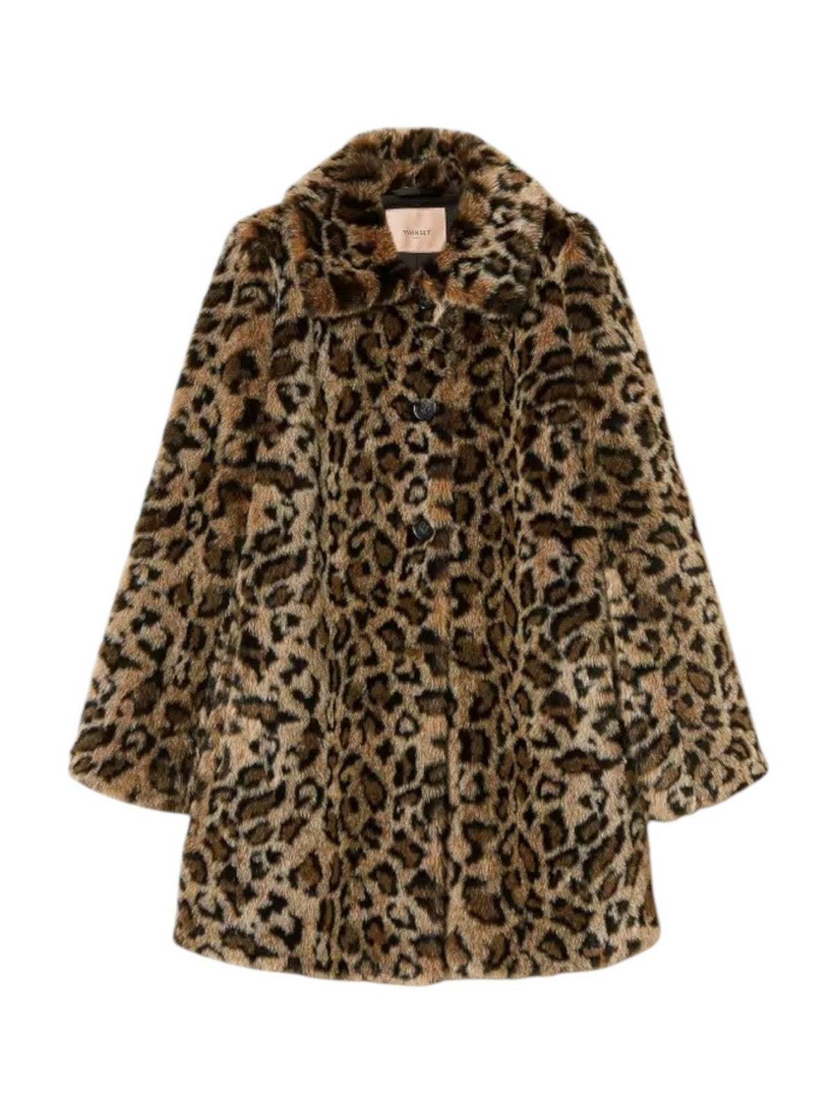 TWINSET Cappotto Donna ANIMAL FEELING 252TP2110 12779 JACQ.ANIMALIER NERO/COFFEE