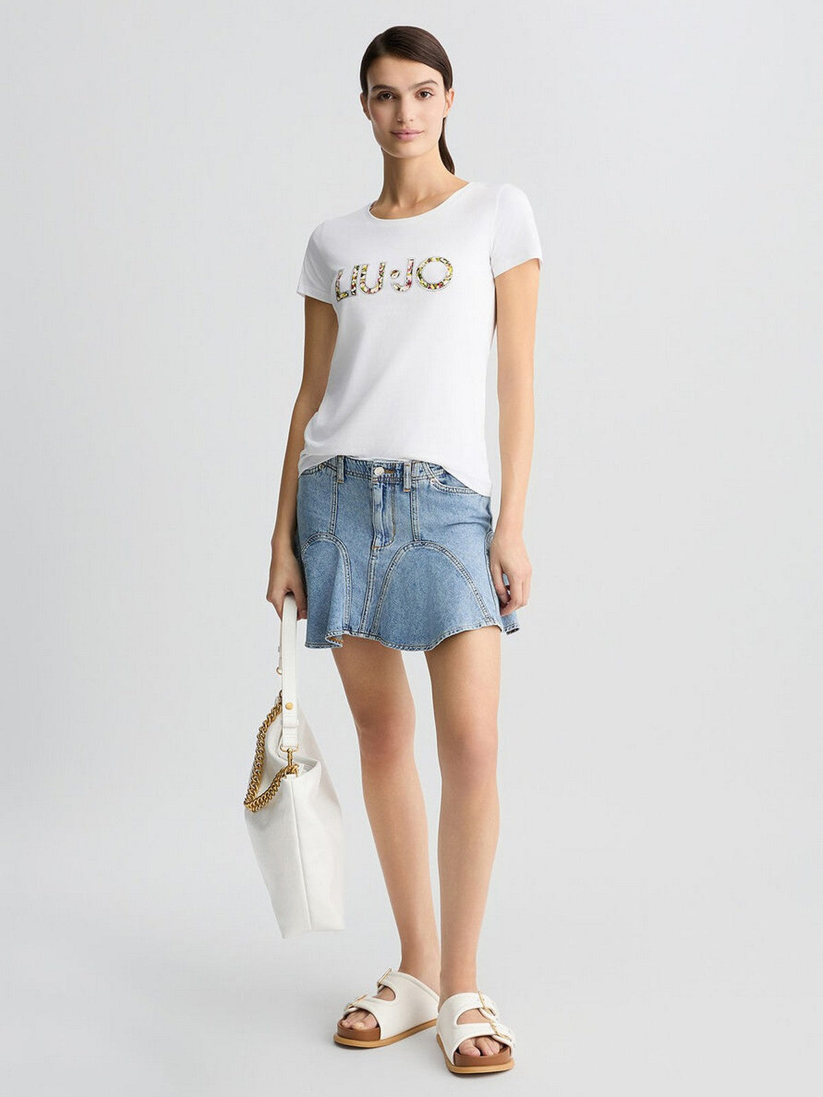 LIU JO BEACHWEAR T-shirt Donna  VA5154JS003 Q9136 Bianco/flowers