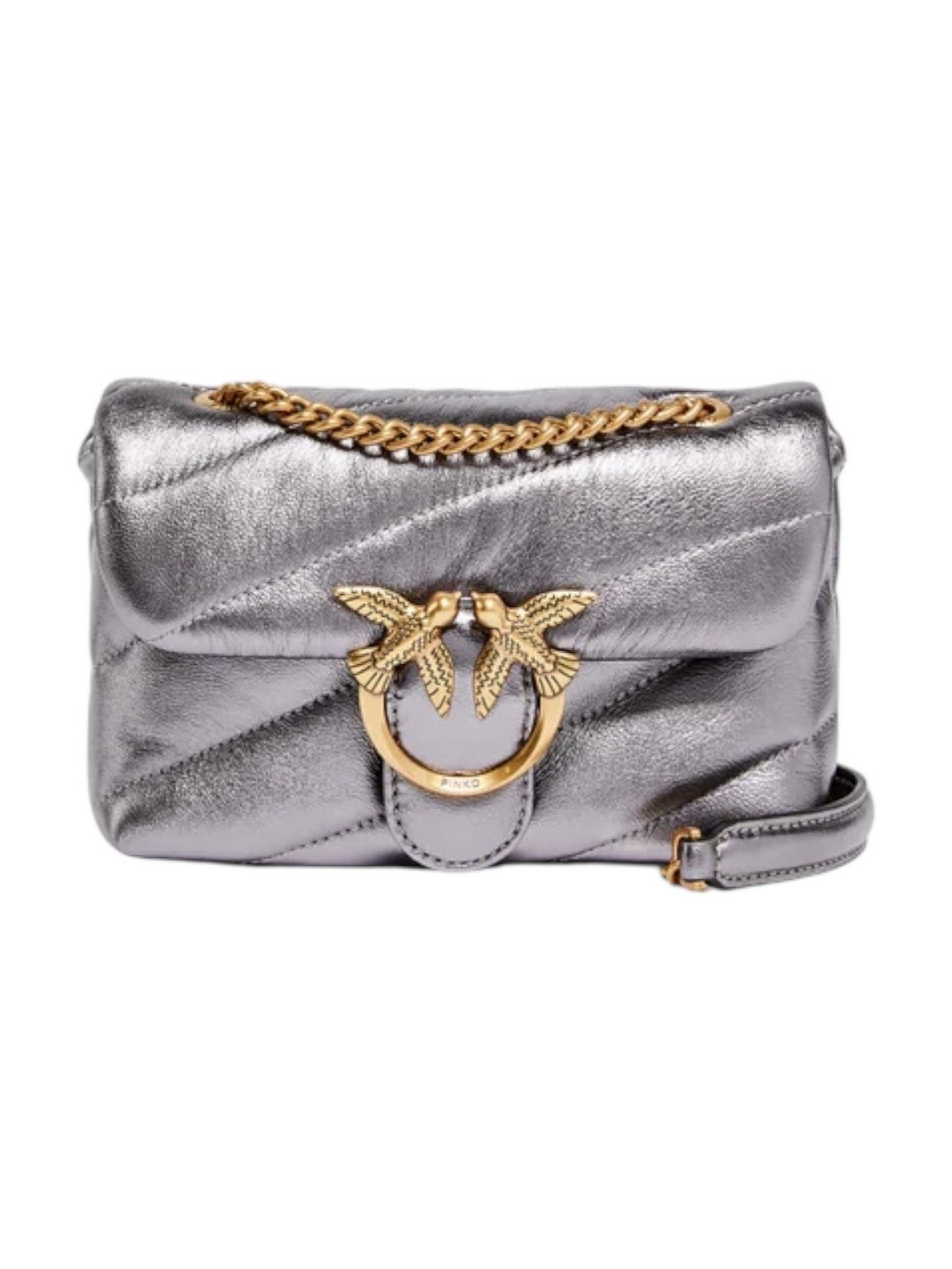 PINKO Borsa Donna Love Puff Baby Cl Sheep Nappa 100040-A360 IEHQ ANTRACITE-ANTIQUE GOLD