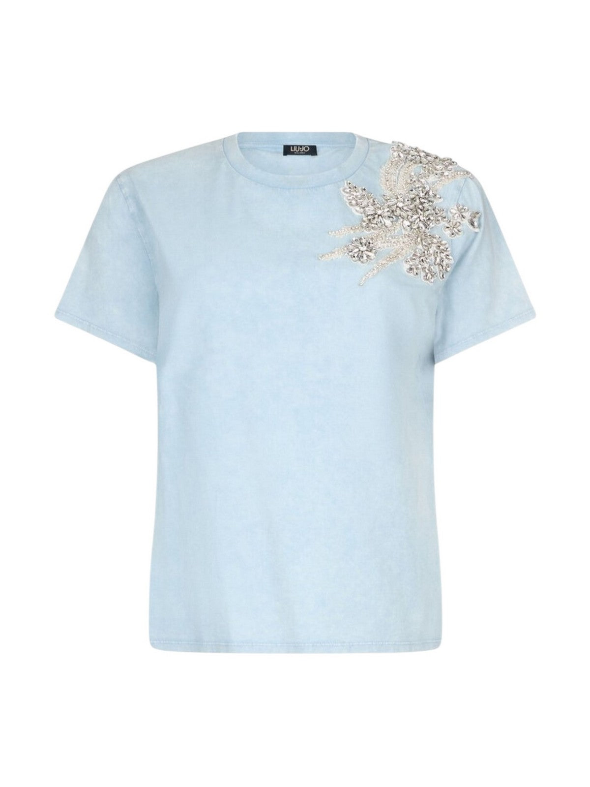 LIU JO BLACK T-shirt Donna  CA6010J3868 P9748 Patch on cielo st.wa