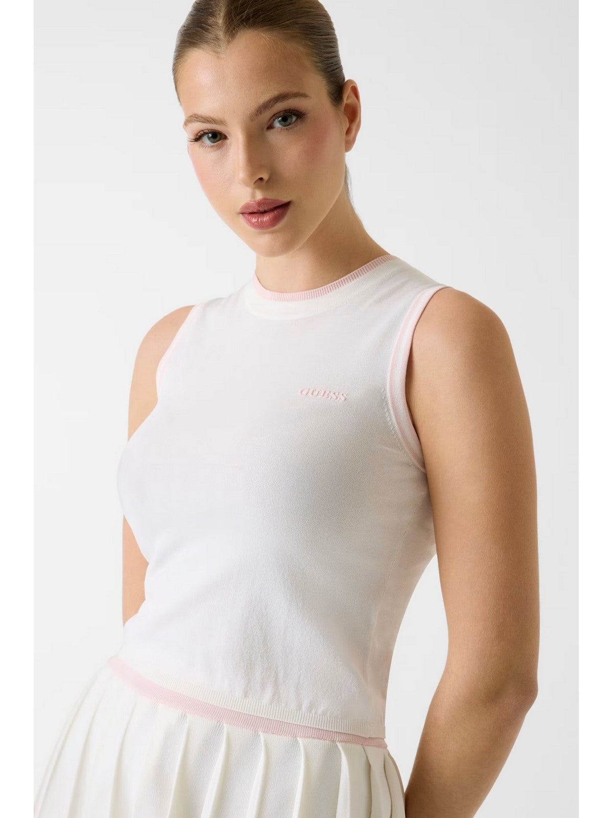 GUESS SPORT Top Donna GABRY CN SL TOP SWTR V6GR02 Z0723 A10F NEIGE WHITE