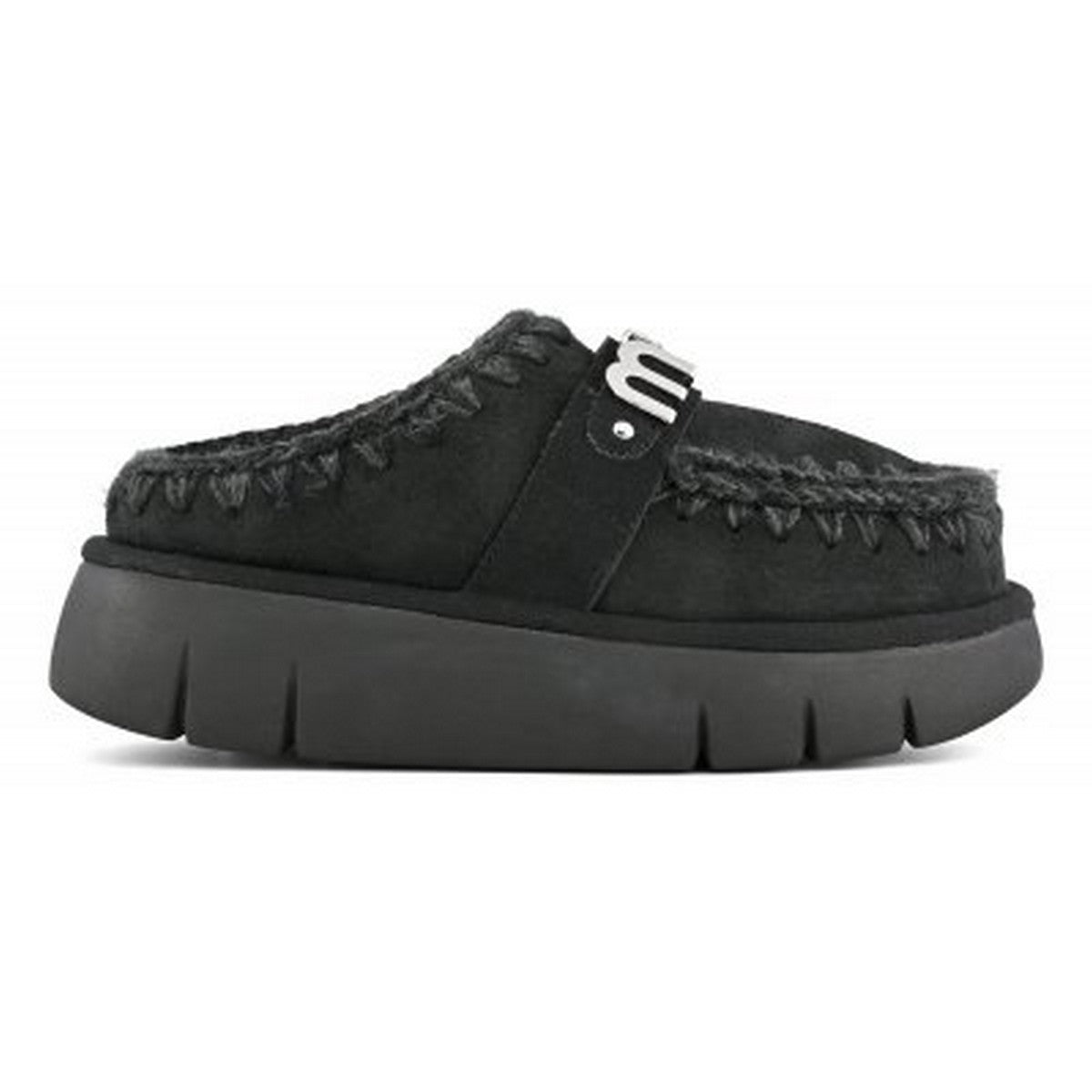 MOU Ciabatta Donna Bounce clog metal logo MU.FW531001A BKBK BLACK