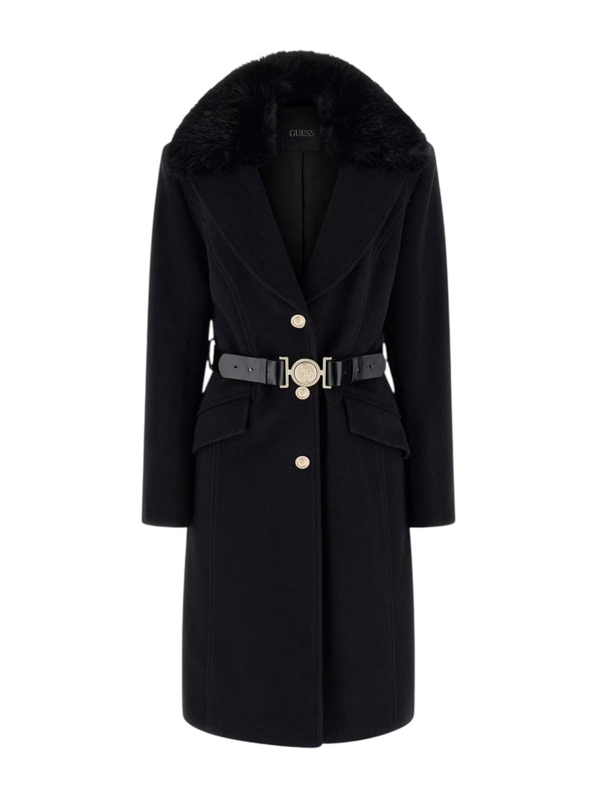 GUESS Cappotto Donna NEW PATRICE BELTED COAT W5BL25 W2672 JBLK Jet Black A996