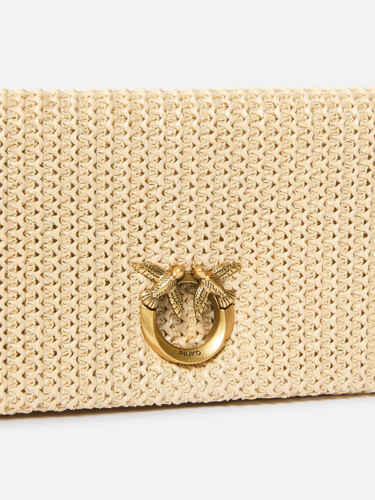 PINKO Borsa Donna CLICK SOFT HORIZONTAL CLASSIC 106022-A391 C24Q RAFIA/NERO-ANTIQUE GOLD