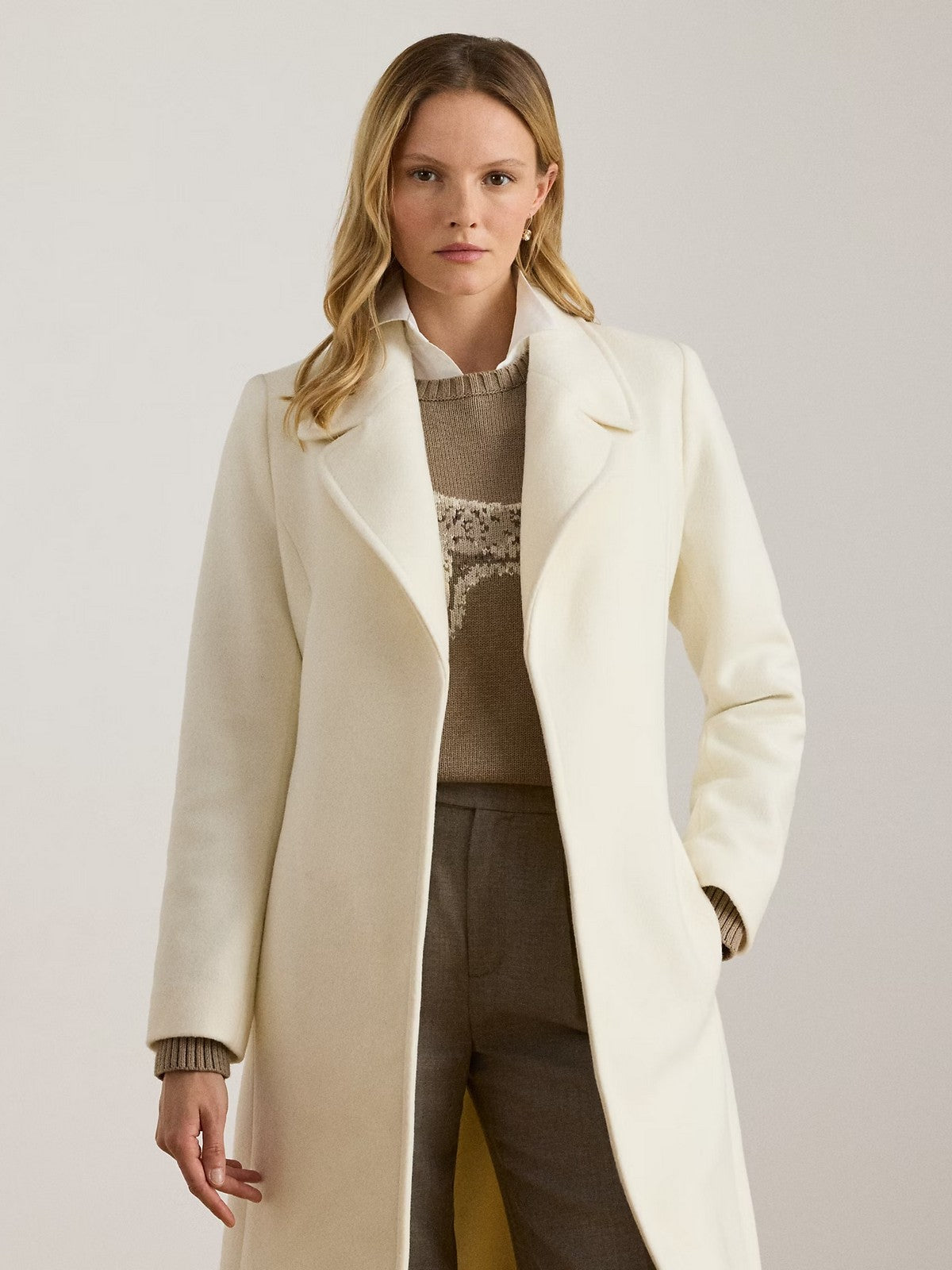 LAUREN RALPH LAUREN Cappotto Donna "WOOL WRP 42""-LINED-COAT" 297962169 006 MODA CREAM