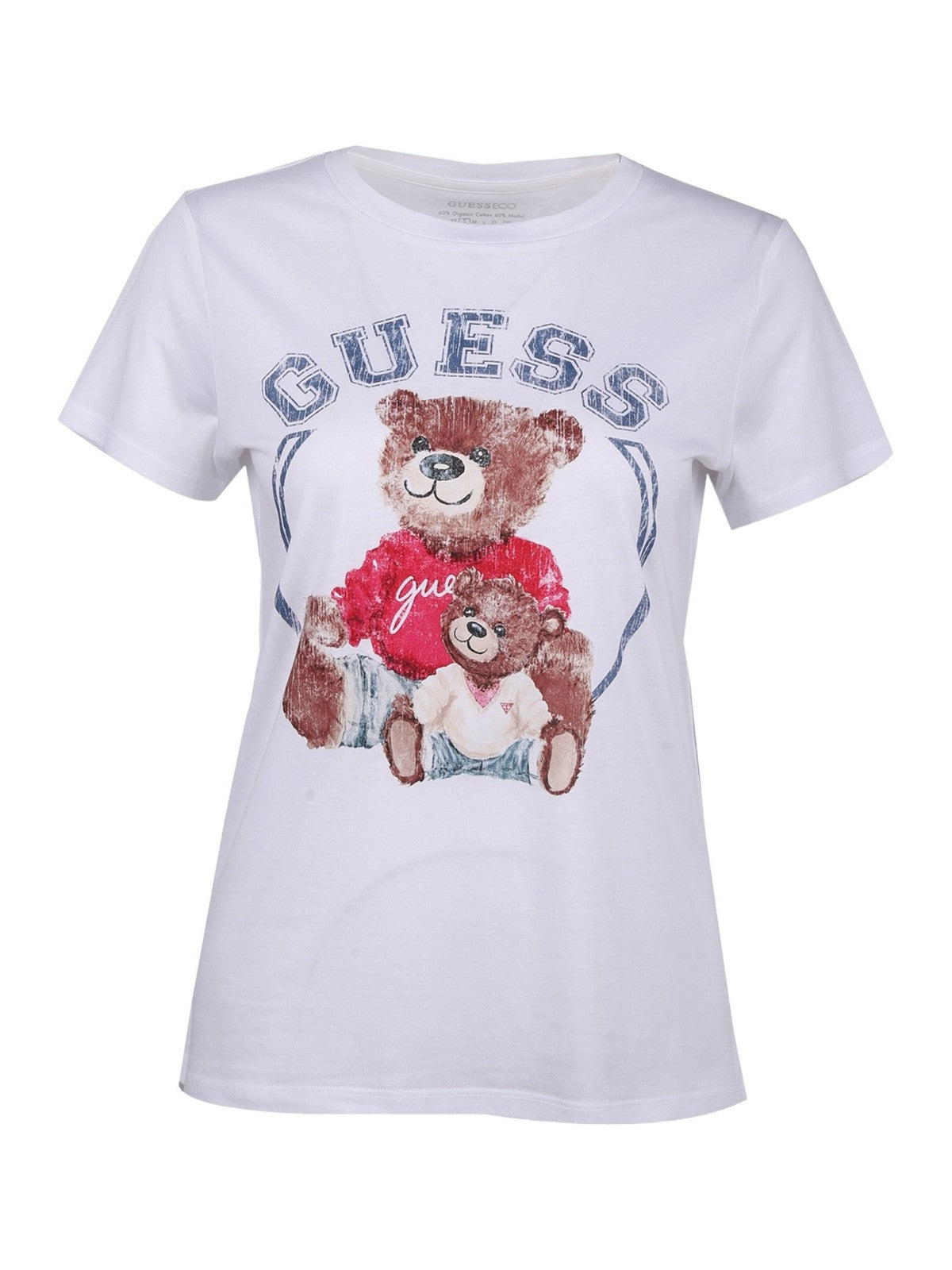 GUESS T-Shirt e Polo Donna Ss Varsity Bear Logo W4RI86 K9SN1 G011 Bianco