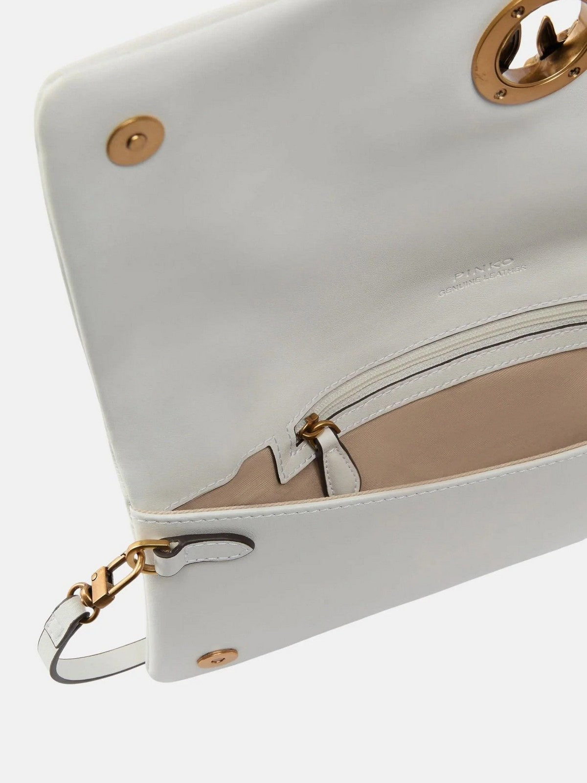 PINKO Borsa Donna CLICK SOFT HORIZONTAL CLASSIC 106022-A0QO Z15Q BIANCO NEMBO-ANTIQUE GOLD
