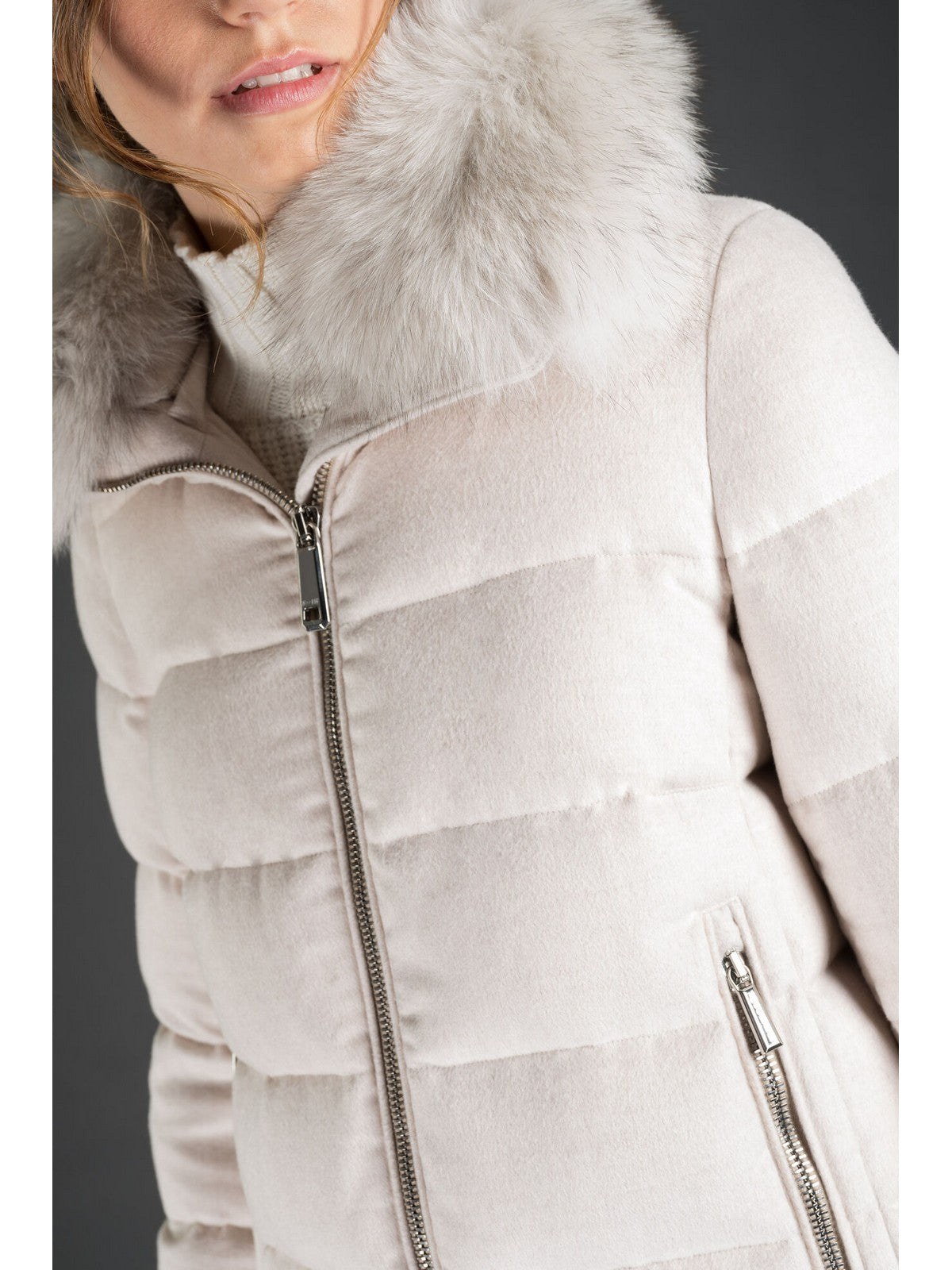 MOORER Piumino Donna DORADO-FUR-LS9 MODGI300004  U0215 Bianco