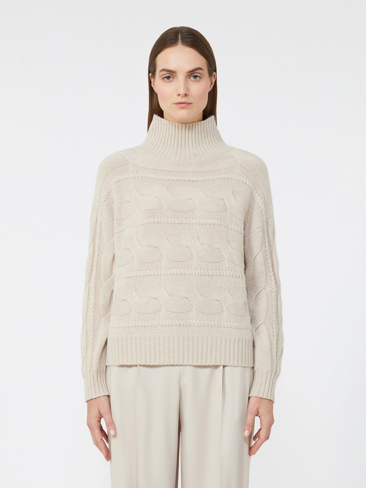 MAX MARA Maglione dolcevita Donna VODKA 2526366042600 002 BEIGE MELANGE