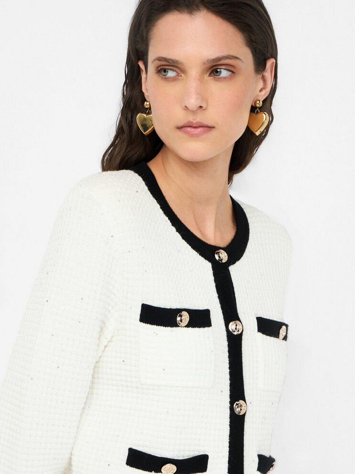 LIU JO BLACK Cardigan Donna  CF5131MS18F 03A21 Latte/nero