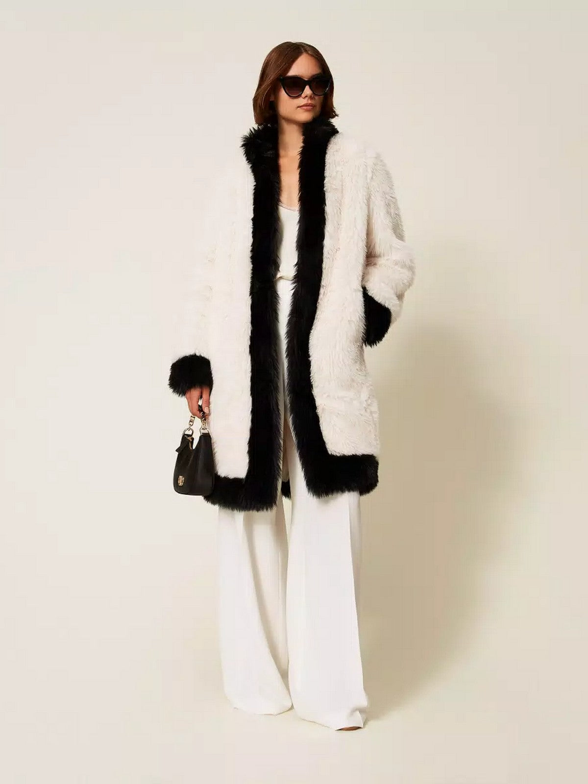 TWINSET Cappotto Donna WARM TWO-TONE COATS 252TT2153 12865 BIC.NEVE/NERO