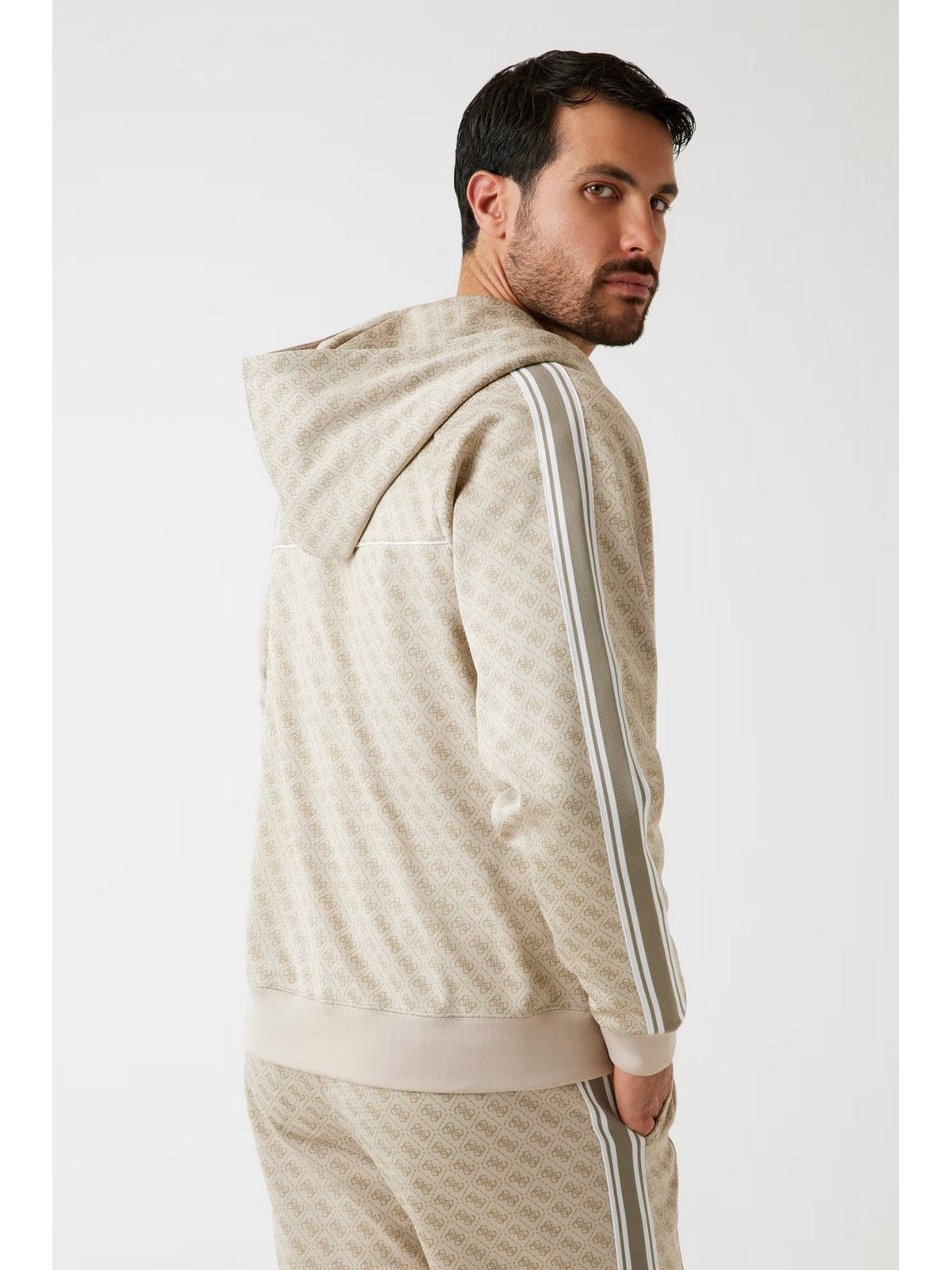GUESS SPORT Felpa Uomo PARIMO 4G FULL ZIP SWEATSHIRT Z5BQ13 K2042 FJ9O 4G JACQUARD LIGHT MI