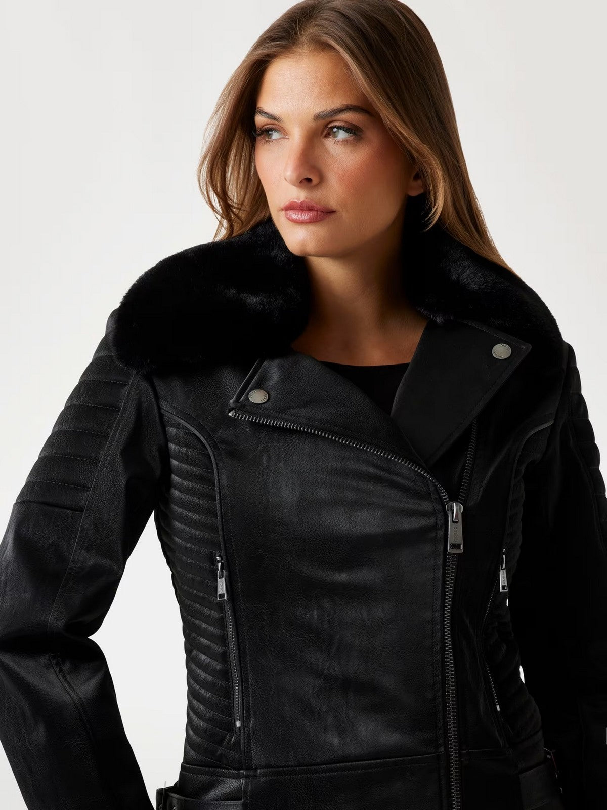 GUESS Giubbino Donna DARCEY BIKER JACKET W5BL35 W2820 JBLK Jet Black A996