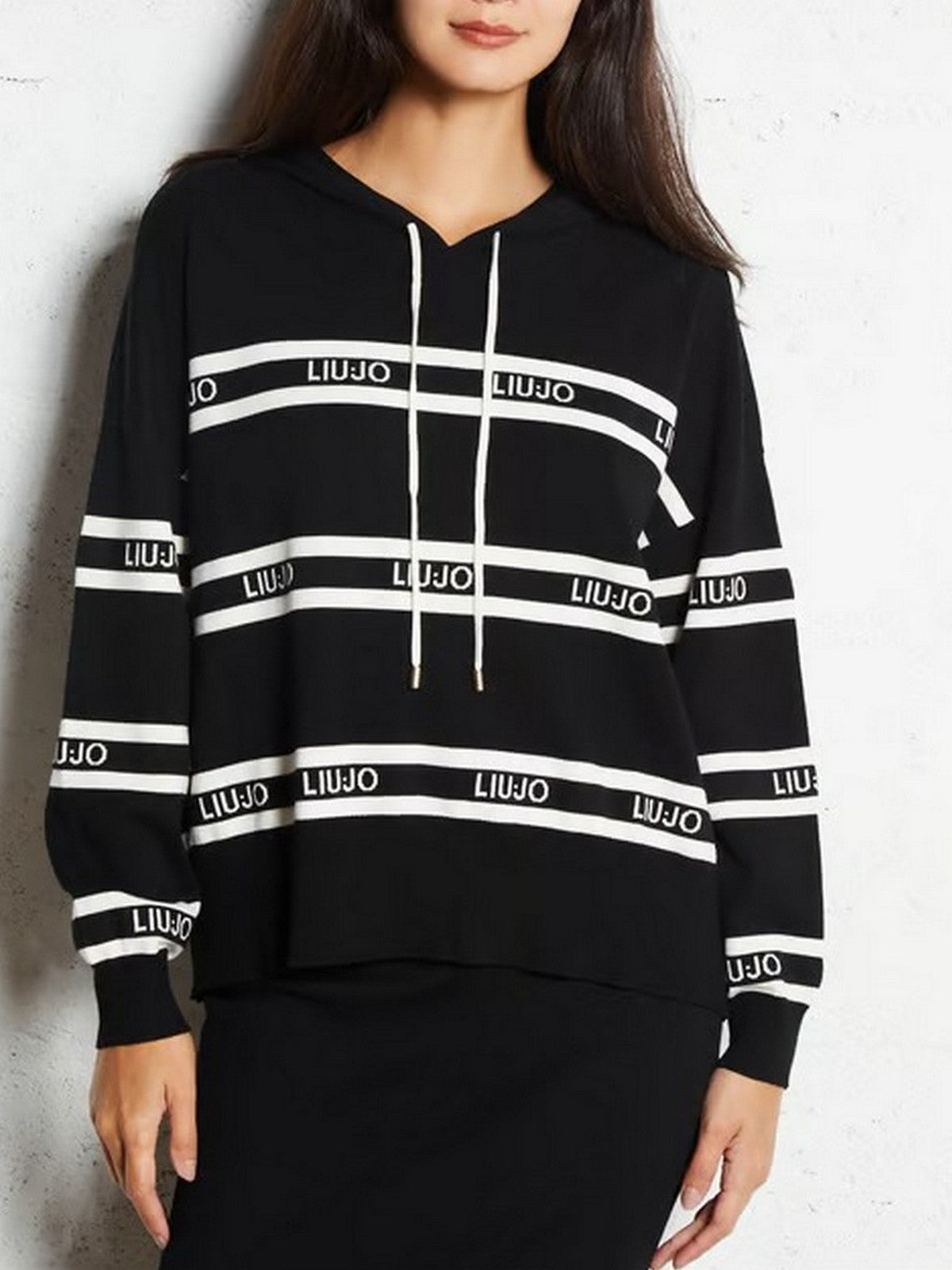 LIU JO SPORT Felpa Donna  TF5216MS63L 03N66 Nero/bianco latte
