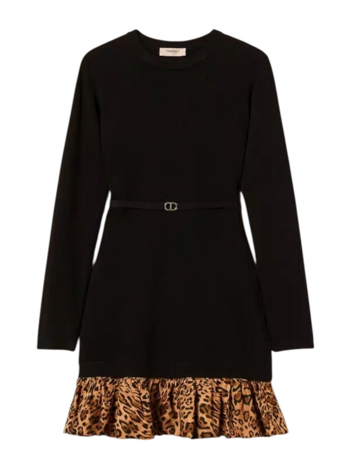 TWINSET Abito Donna VISCOSE STRETCH & PRINTED FABRIC 252TP3153 12754 NERO/ST.ANIMALIER COFFEE/LAND