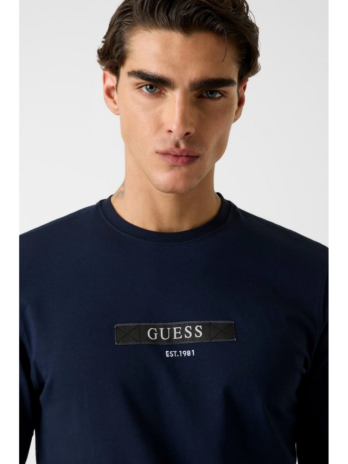 GUESS T-shirt Uomo LS CN LOGO BOX TEE M6RI18 J1314 G7V2 SMART BLUE