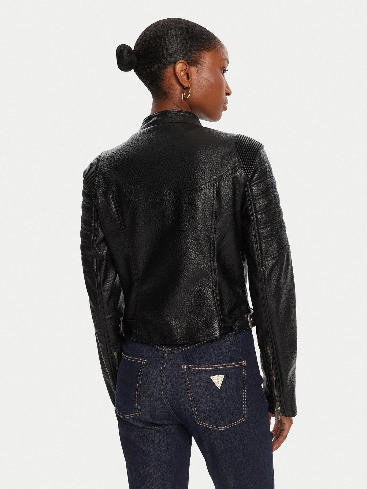 GUESS Giubbino Donna JEANNINE PU STITCHED JACKET W5YL19 WHDS0 JBLK Jet Black A996