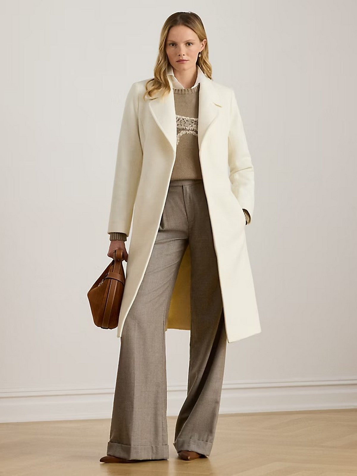 LAUREN RALPH LAUREN Cappotto Donna "WOOL WRP 42""-LINED-COAT" 297962169 006 MODA CREAM